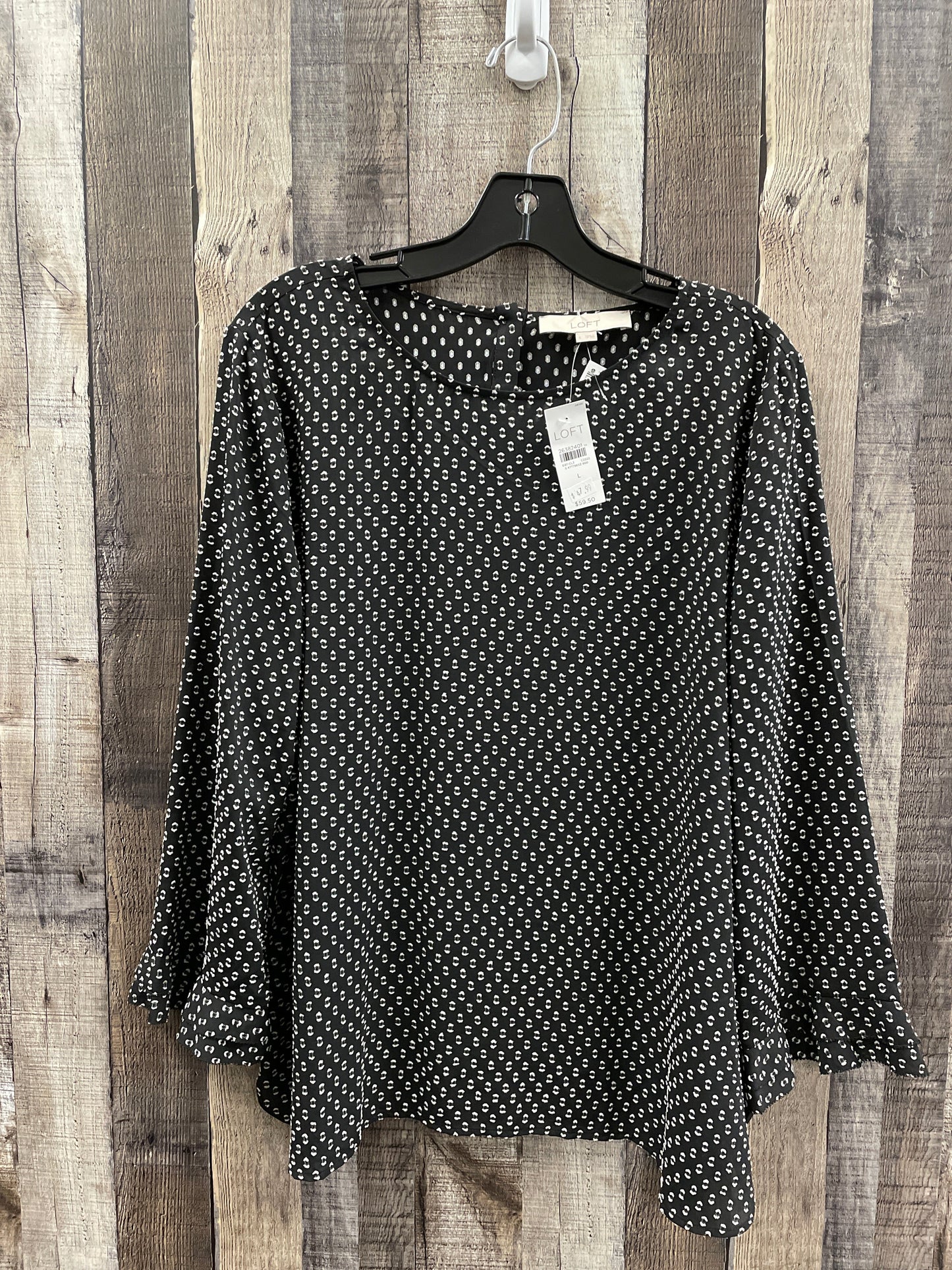 Blouse Long Sleeve By Loft In Black & White, Size: L