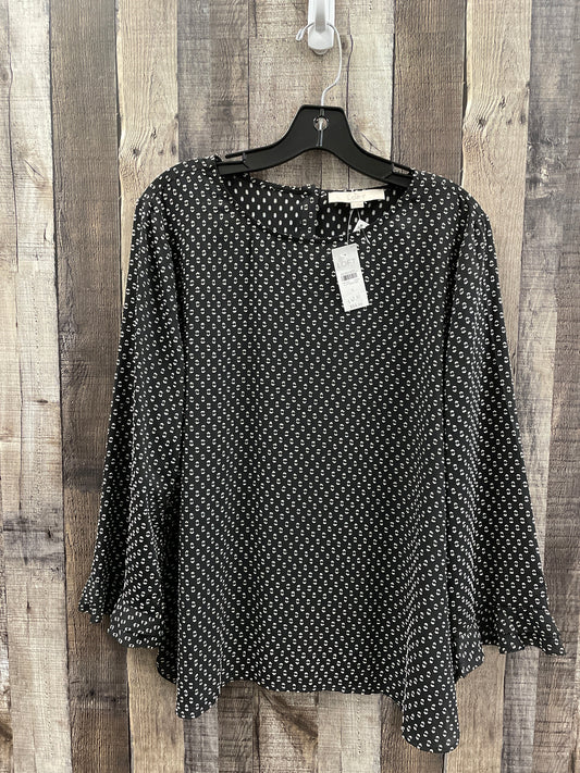 Blouse Long Sleeve By Loft In Black & White, Size: L