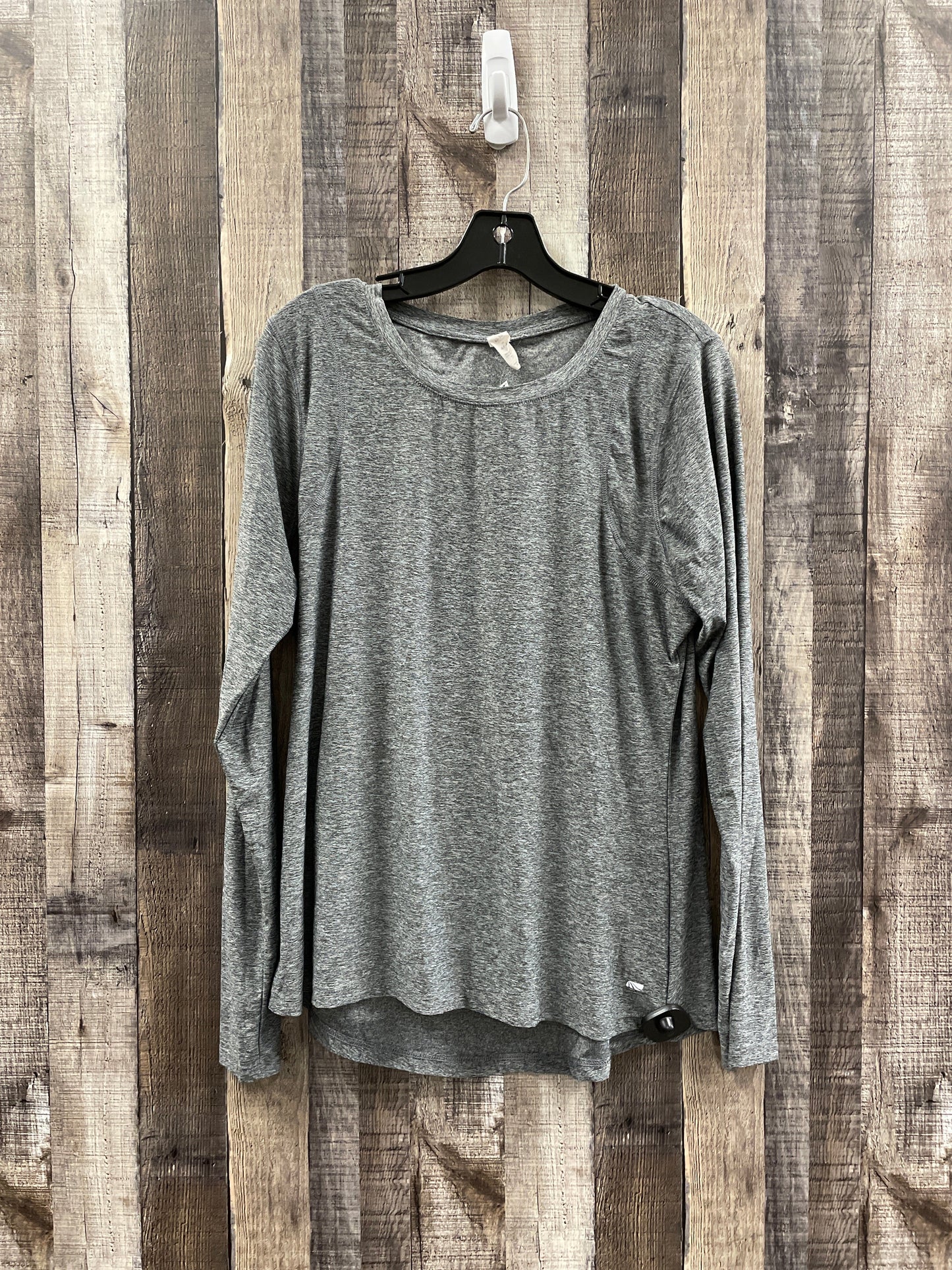 Athletic Top Long Sleeve Collar By Marika In Grey, Size: L