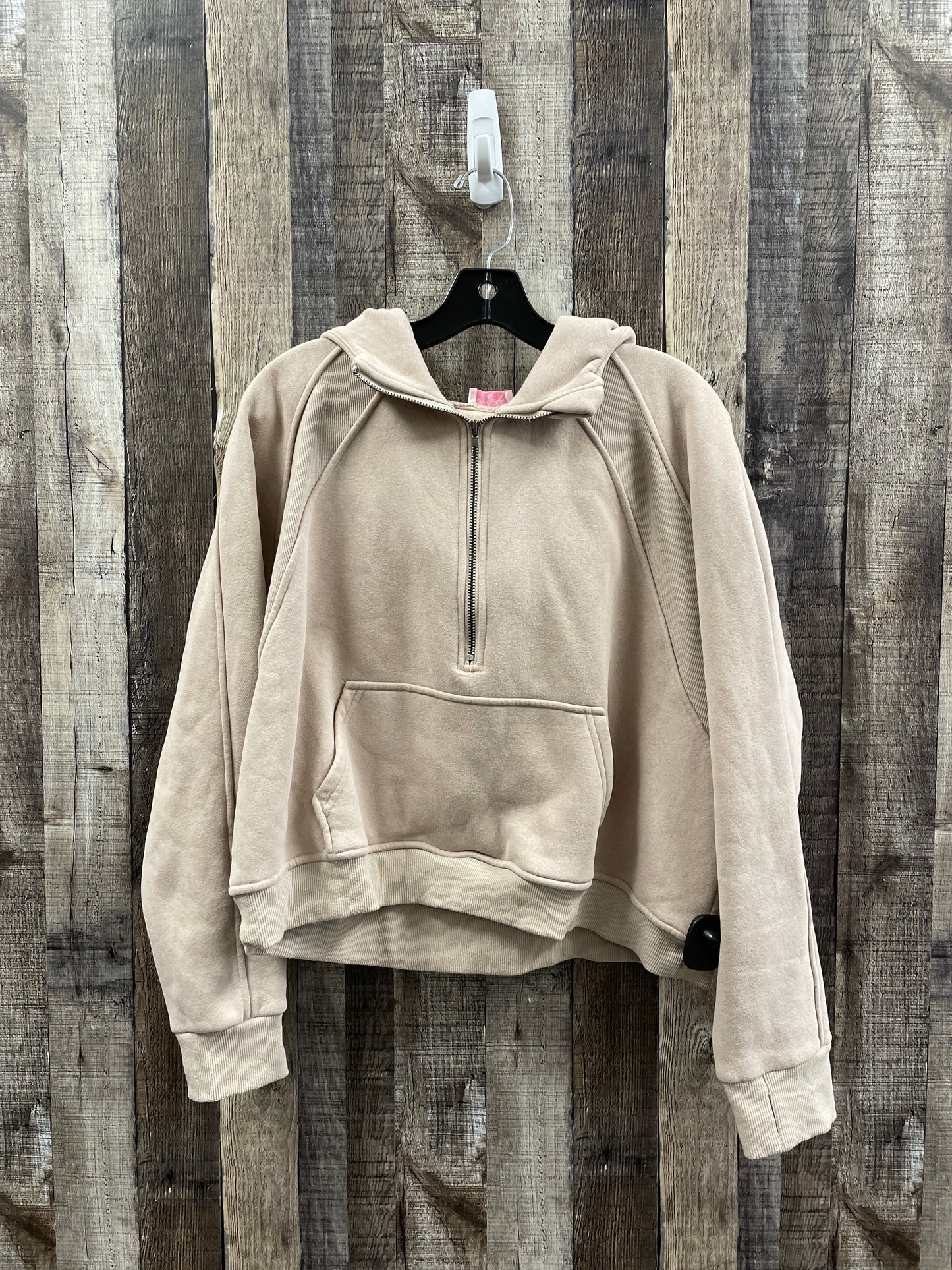 Sweatshirt Hoodie By Pink Lily In Tan, Size: M