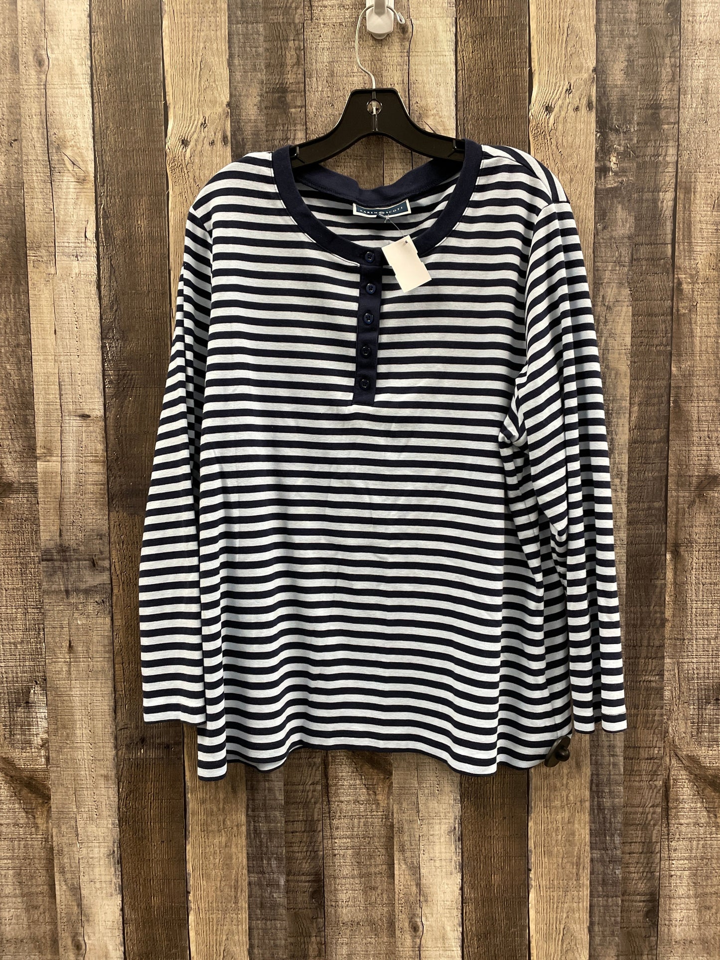 Top Long Sleeve By Karen Scott In Striped Pattern, Size: 3x