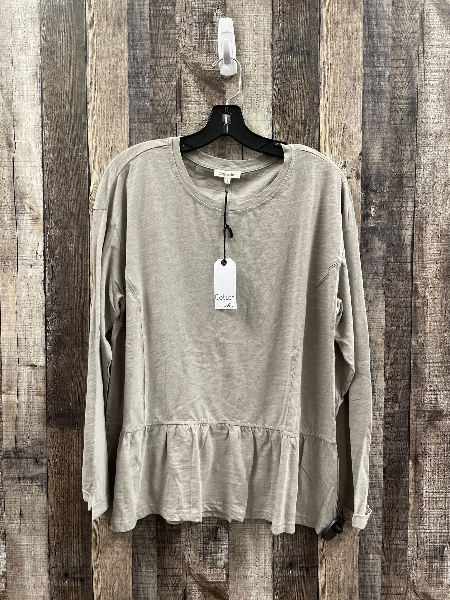 Top Long Sleeve By Cotton Bleu In Taupe, Size: M