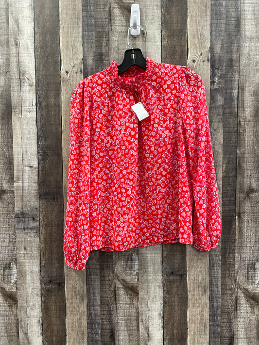 Blouse Long Sleeve By J. Crew In Red, Size: Xs