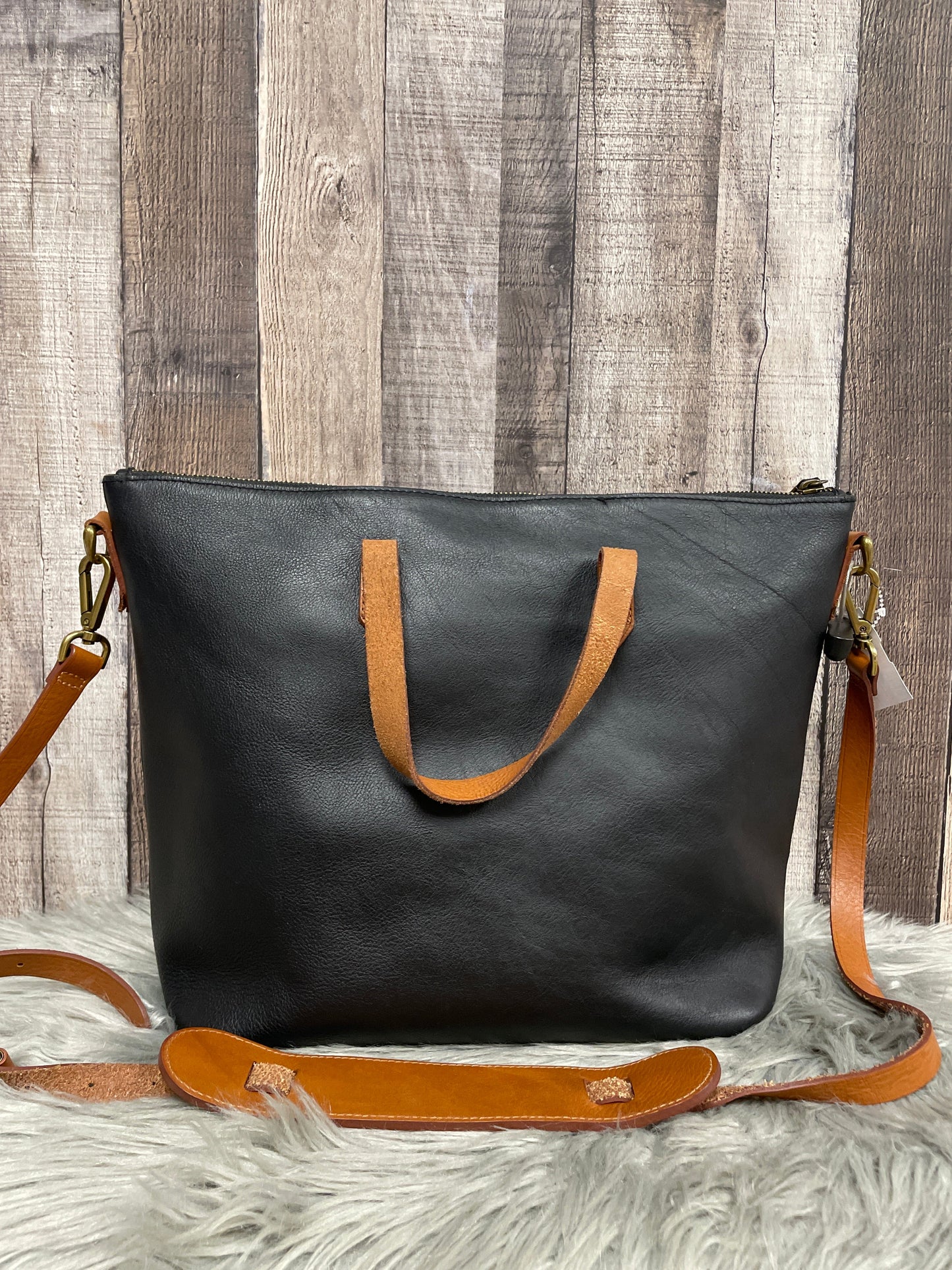 Handbag Leather By Madewell, Size: Large