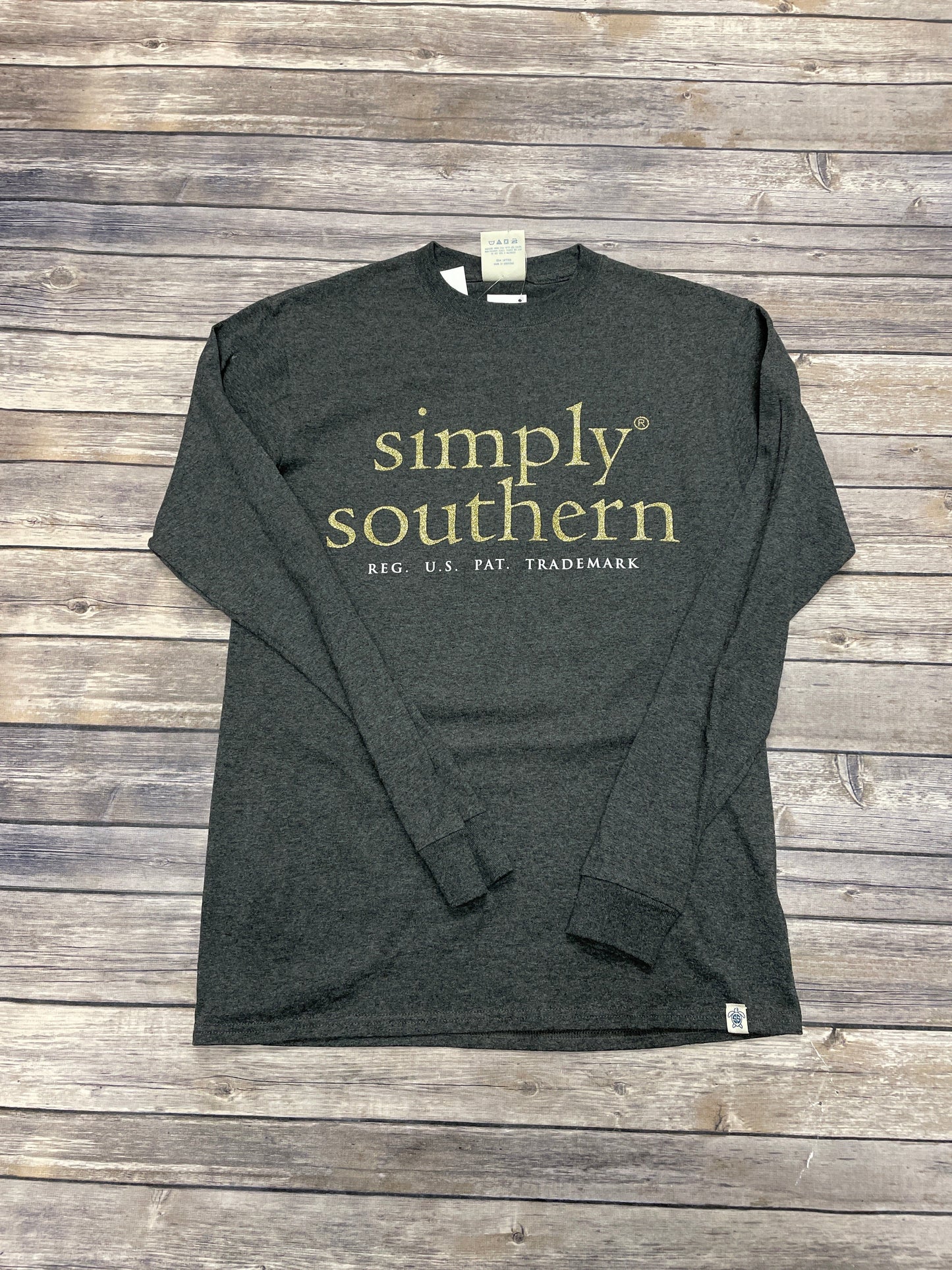 Top Long Sleeve By Simply Southern In Grey