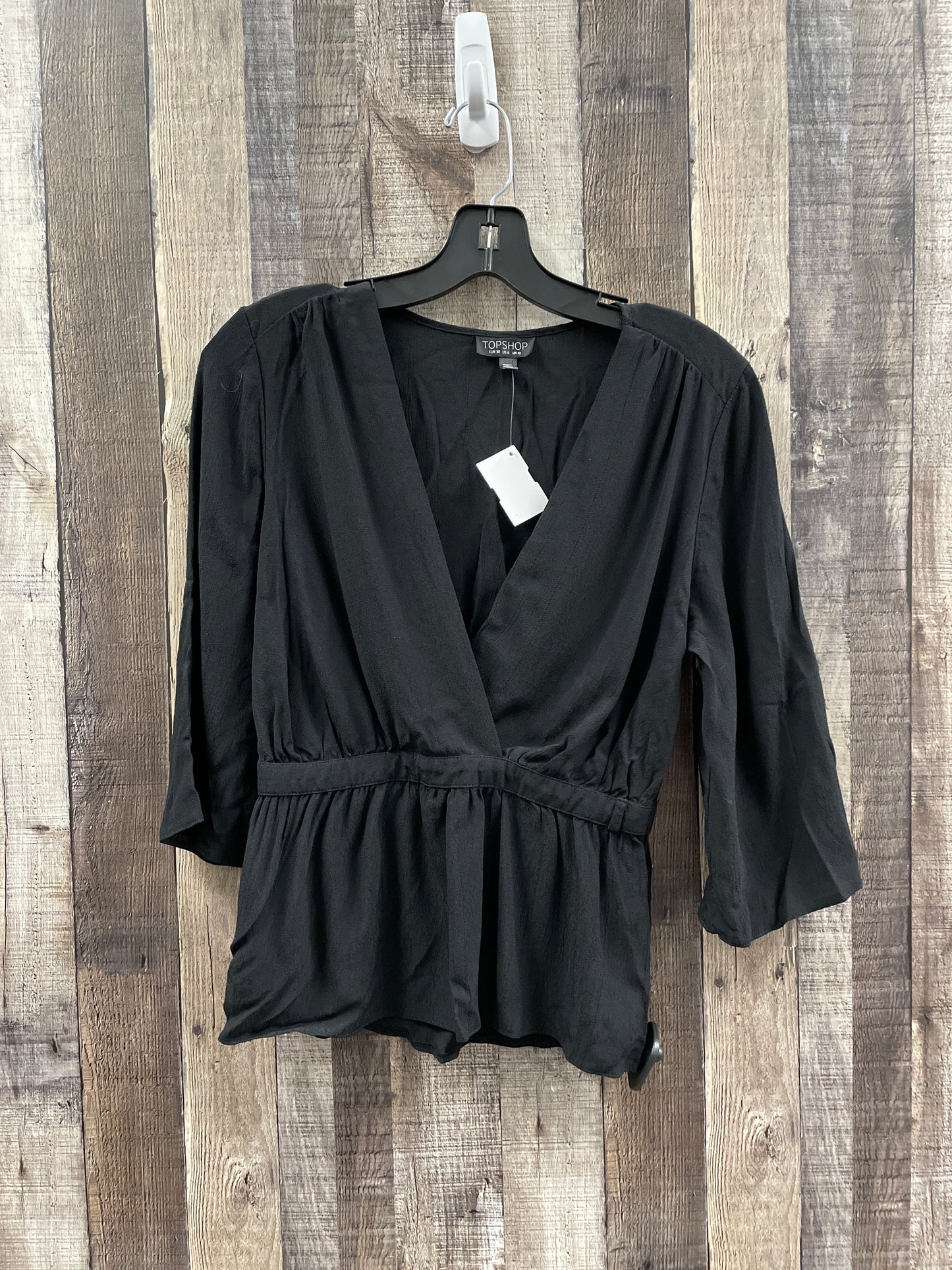 Top 3/4 Sleeve By Top Shop In Black, Size: S