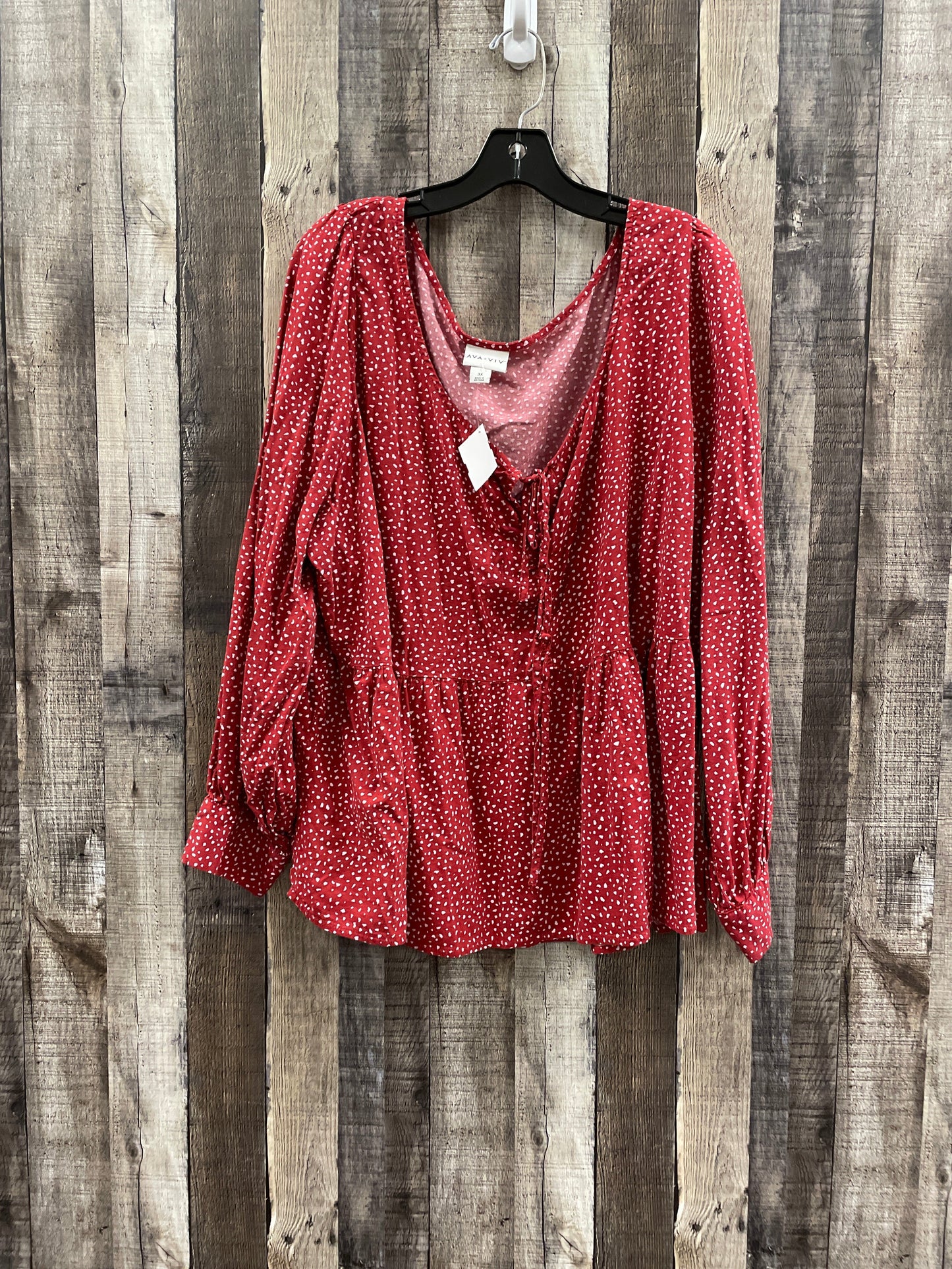 Top Long Sleeve By Ava & Viv In Red, Size: 3x