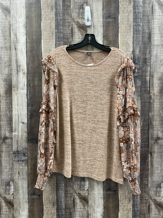 Top Long Sleeve By Shein In Brown, Size: Xl