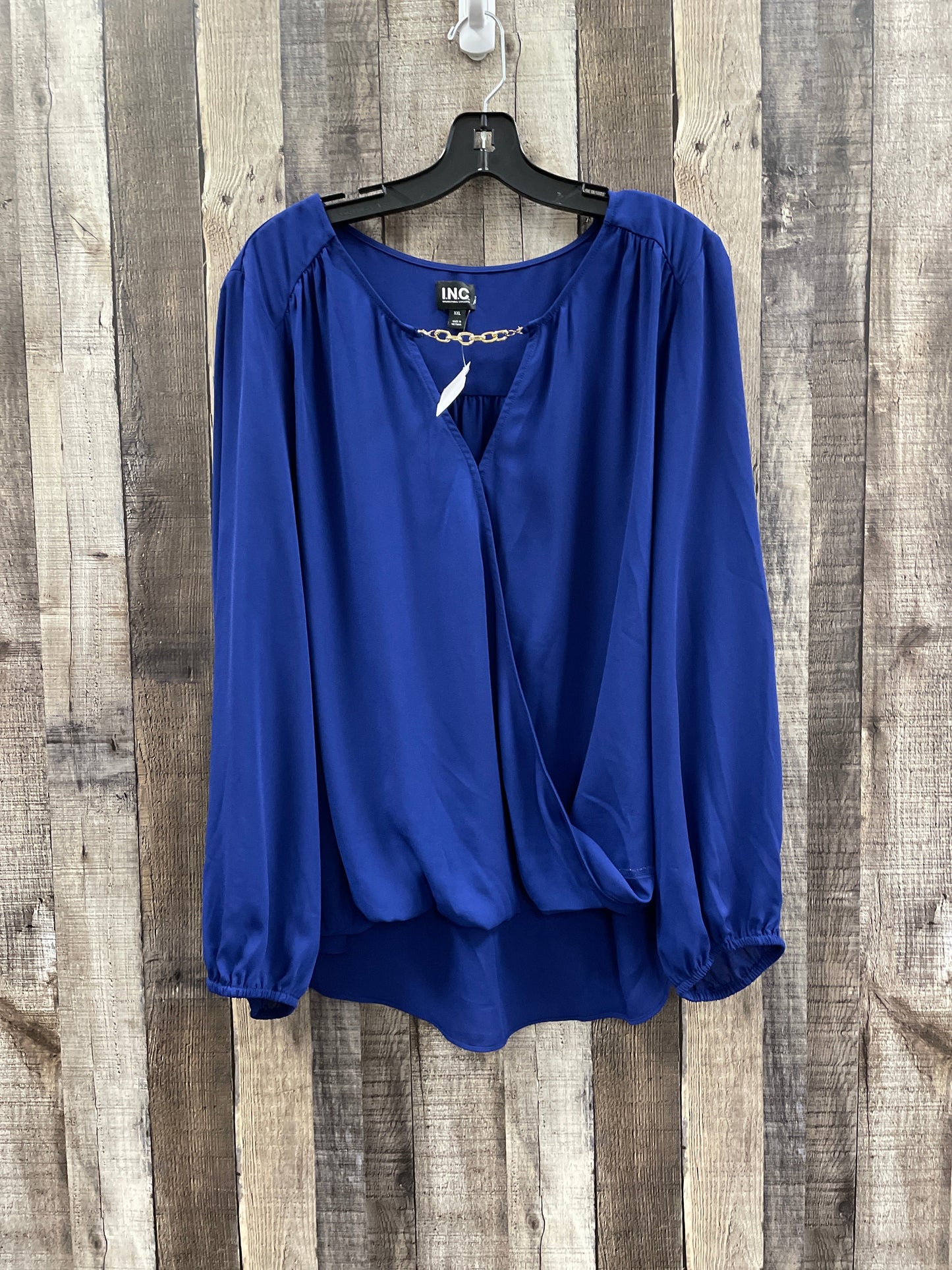 Blouse Long Sleeve By International Concepts In Blue, Size: 2x