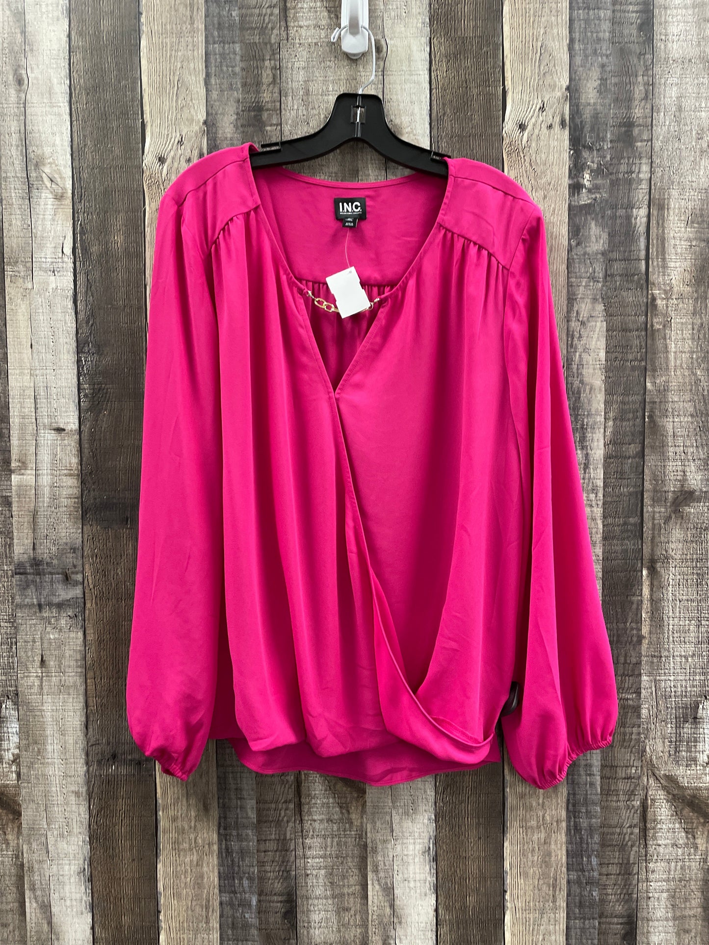 Blouse Long Sleeve By International Concepts In Pink, Size: 2x