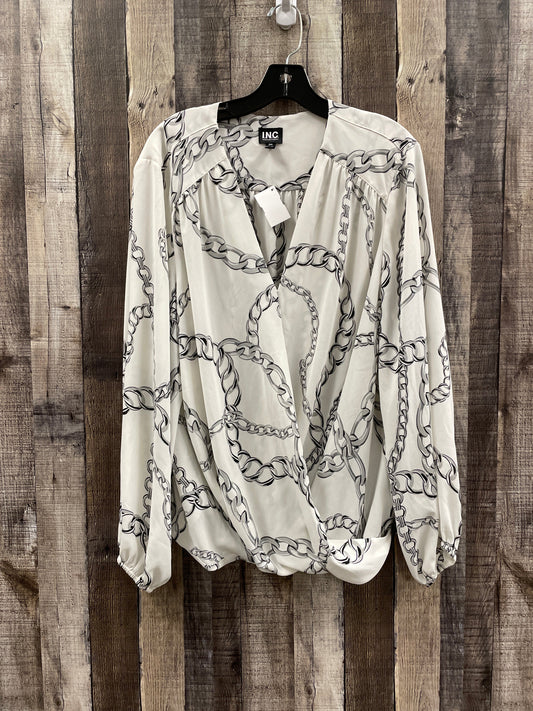 Blouse Long Sleeve By International Concepts In White, Size: 2x