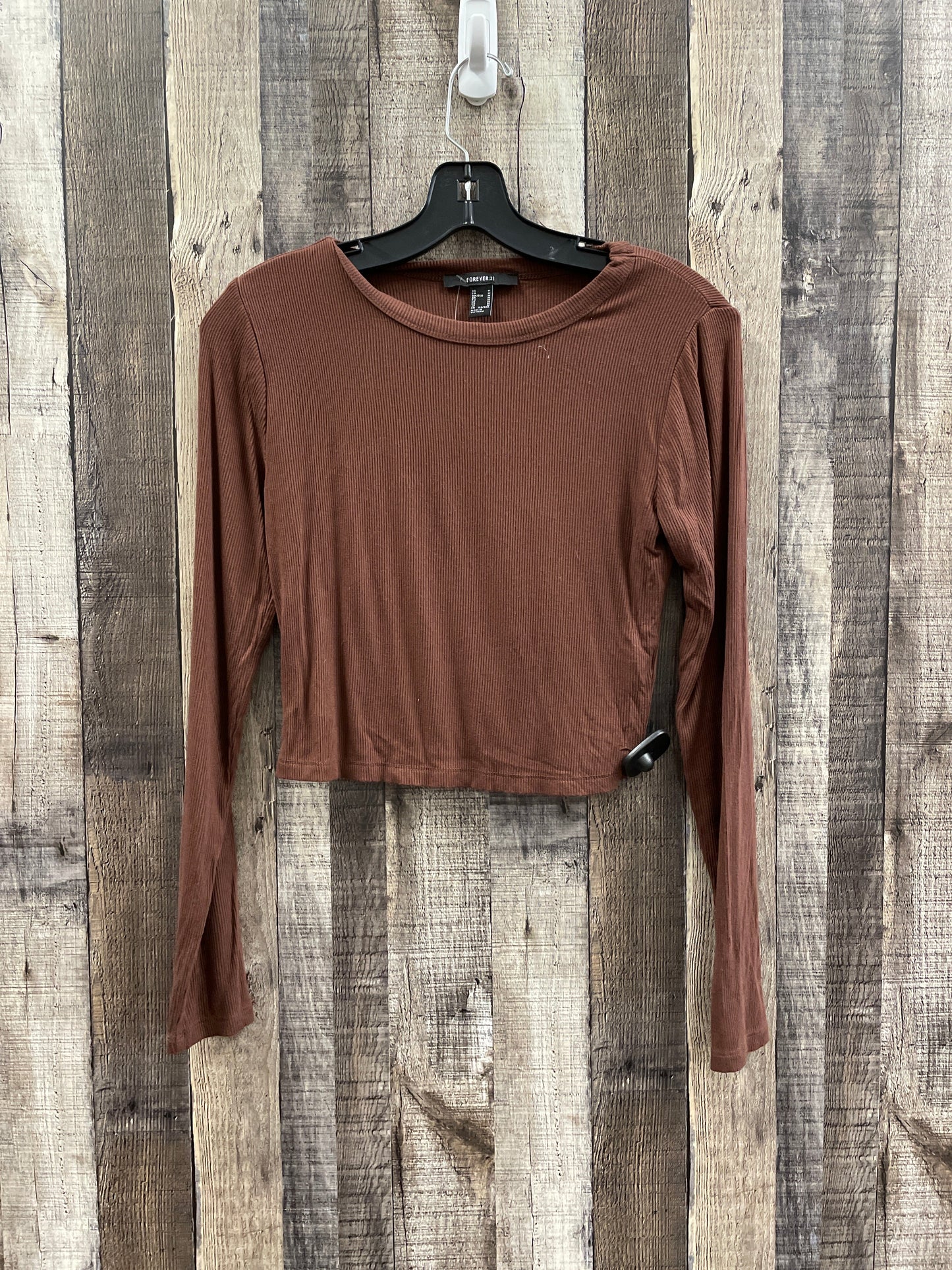 Top Long Sleeve By Forever 21 In Brown, Size: M