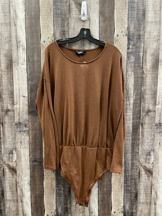 Top Long Sleeve By Cme In Brown, Size: 2x