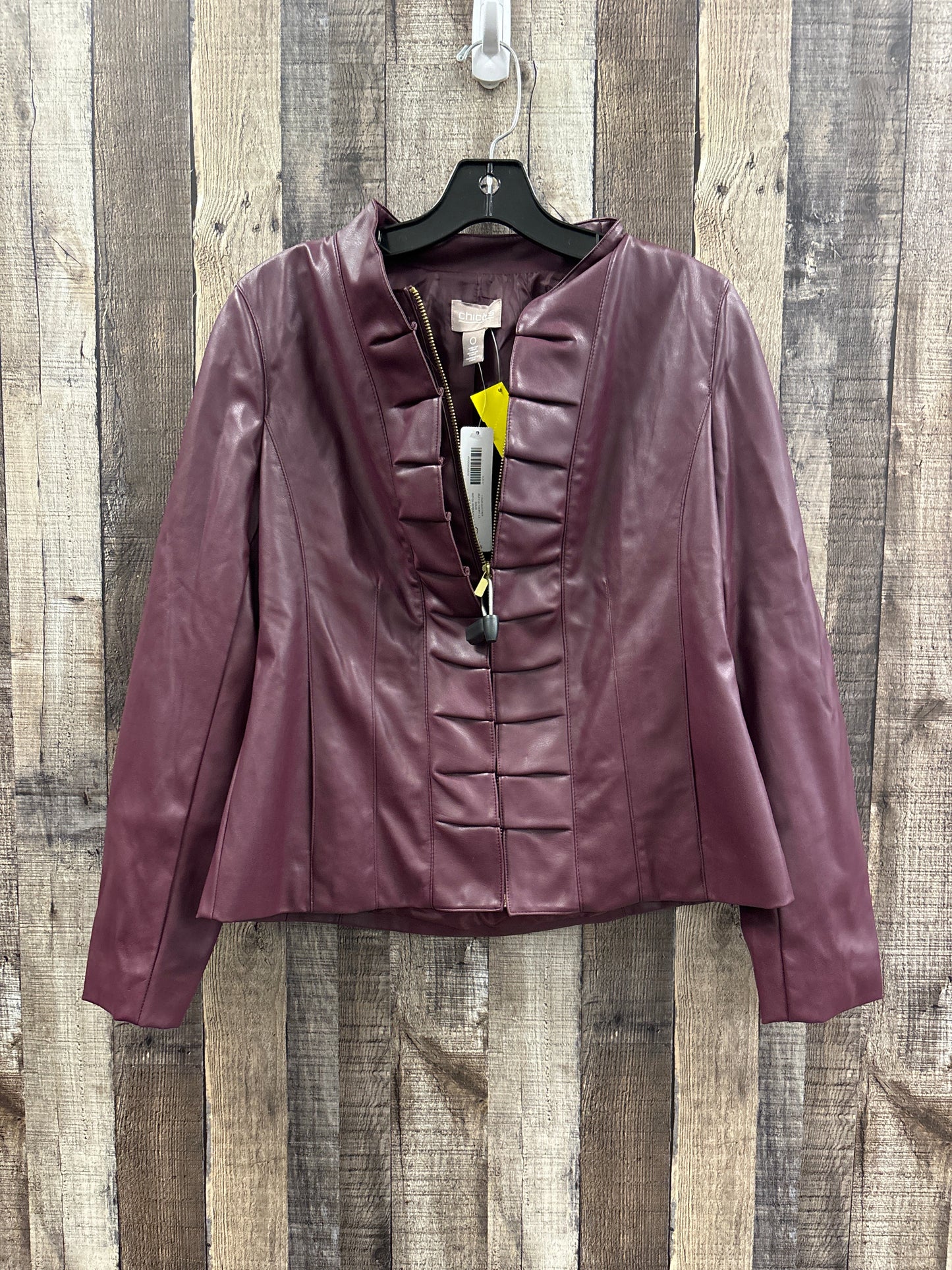 Jacket Moto By Chicos In Red, Size: S