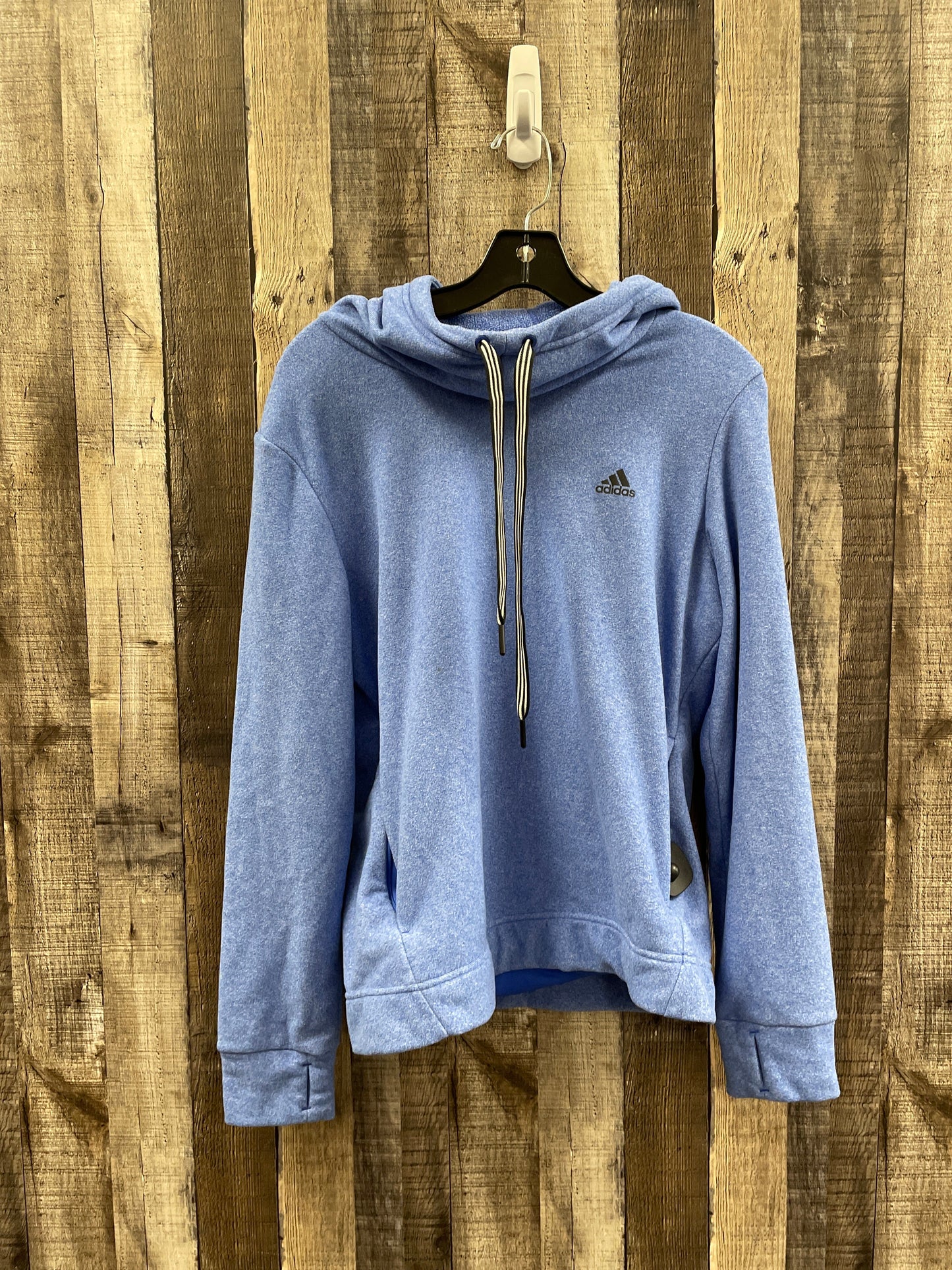 Athletic Sweatshirt Hoodie By Adidas In Blue, Size: M