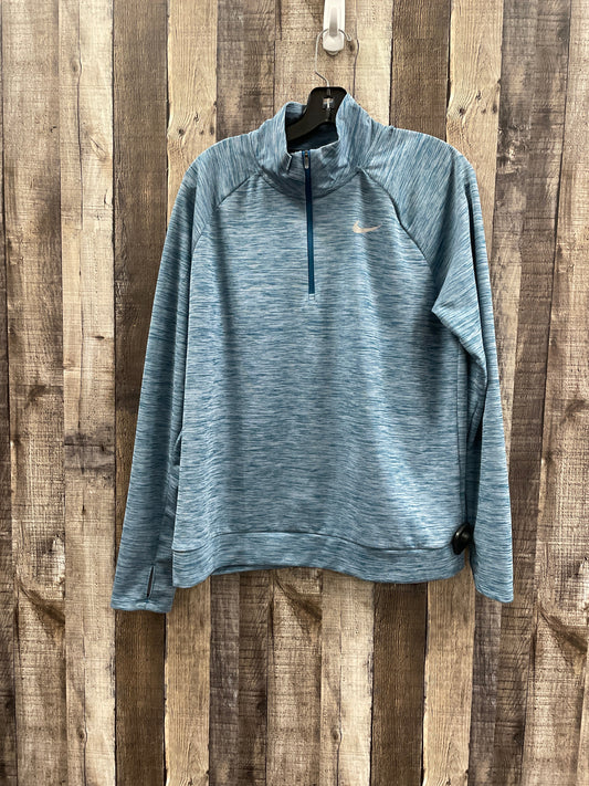 Athletic Top Long Sleeve Collar By Nike In Blue, Size: L