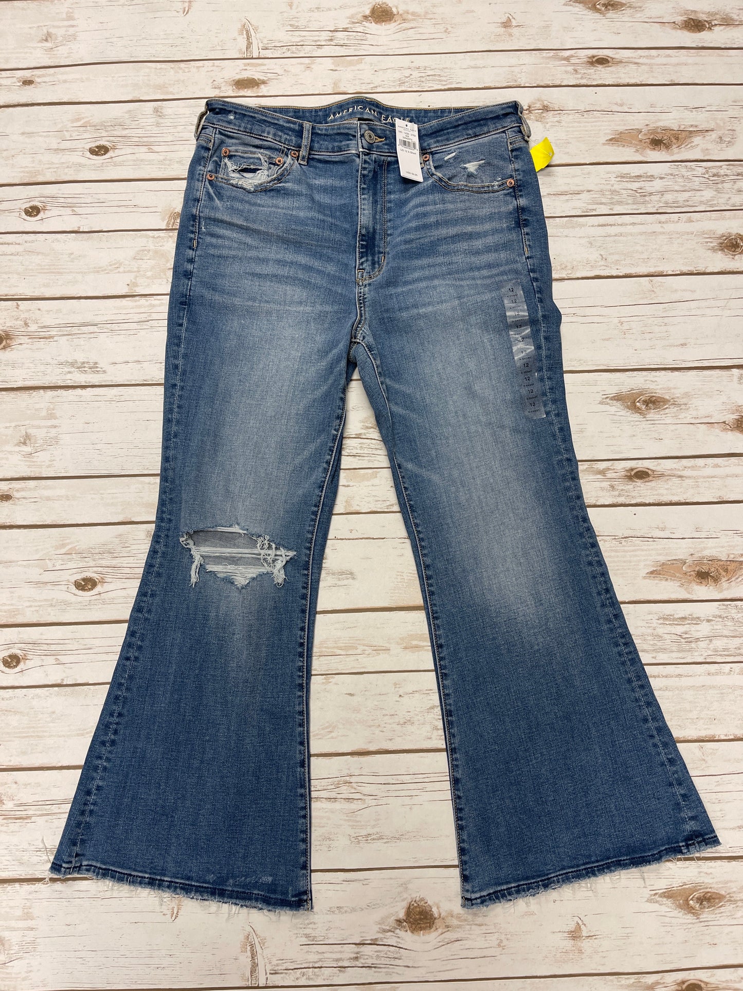 Jeans Flared By American Eagle In Blue Denim, Size: 12