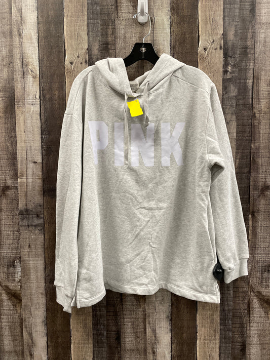 Sweatshirt Hoodie By Pink In Grey, Size: L