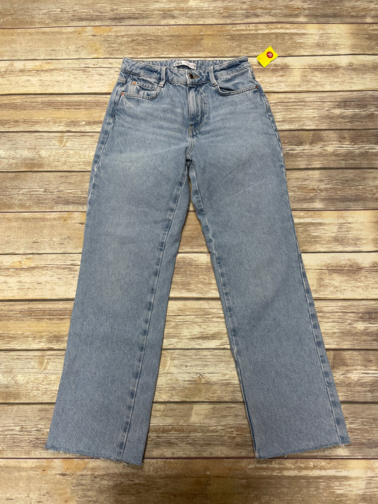 Jeans Straight By Zara In Blue Denim, Size: 4