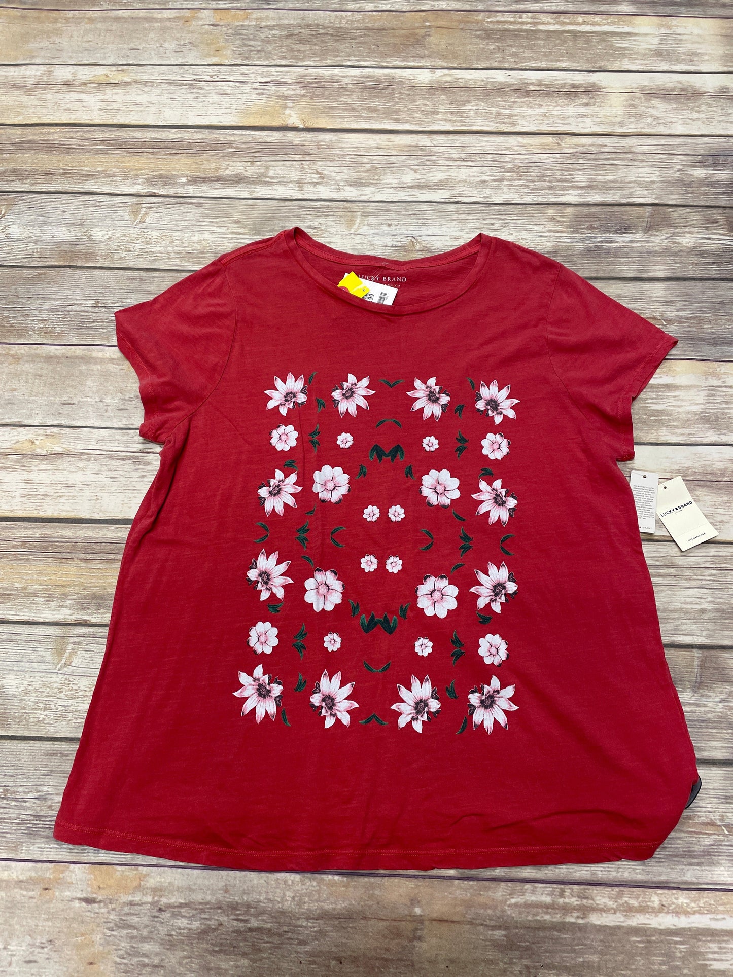 Top Short Sleeve By Lucky Brand In Red, Size: 1x