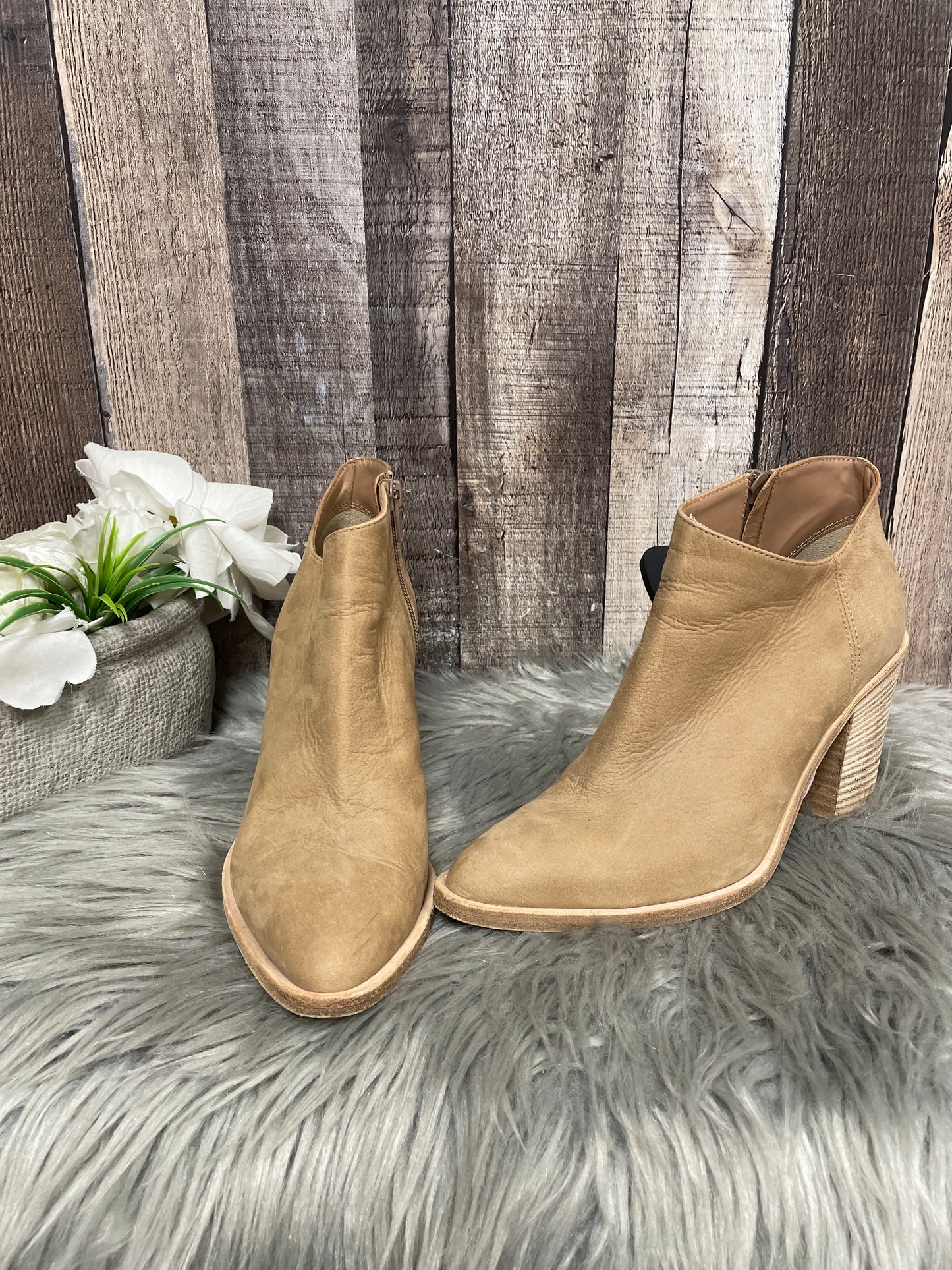 Boots Ankle Heels By Vince In Tan, Size: 8.5