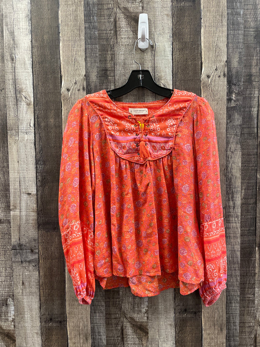 Top Long Sleeve By Lucky Brand In Orange, Size: Xs