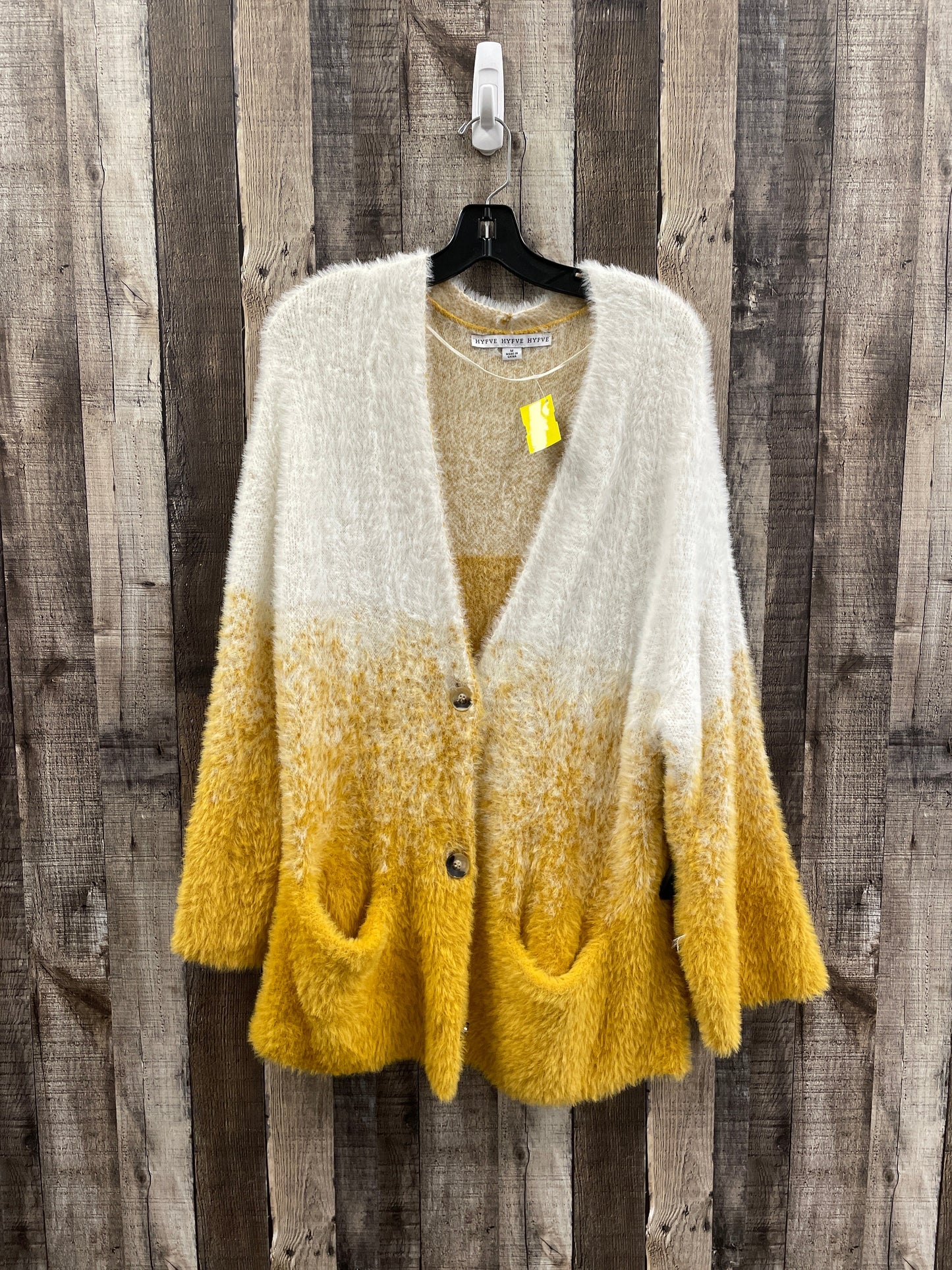 Sweater Cardigan By Hyfve In Gold, Size: M