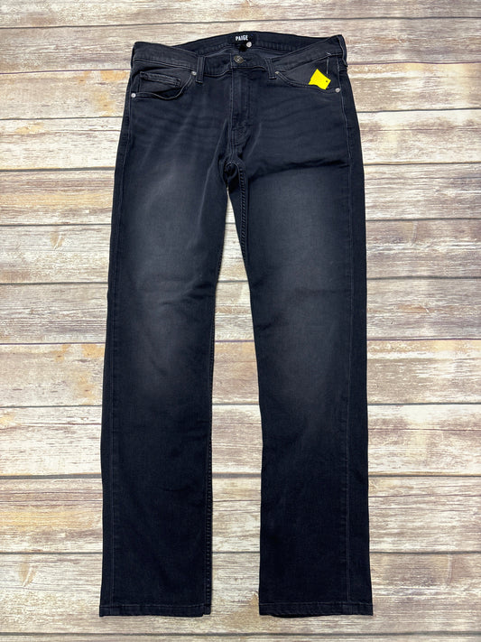 Jeans Straight By Paige In Black Denim, Size: 16