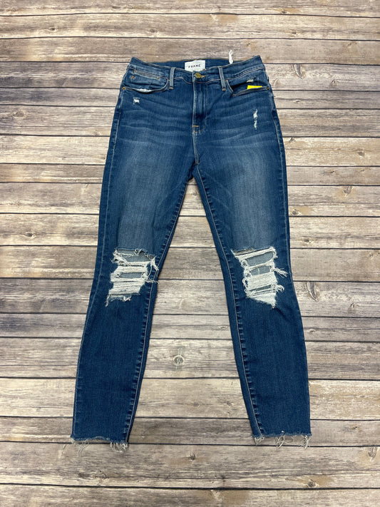 Jeans Skinny By Frame In Blue Denim, Size: 6