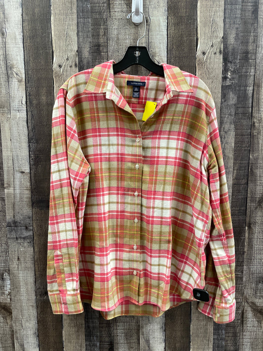 Top Long Sleeve By Lands End In Plaid Pattern, Size: L