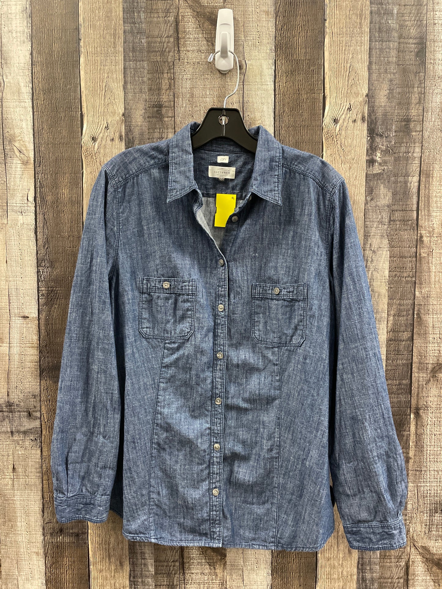 Top Long Sleeve By Loft In Blue Denim, Size: L