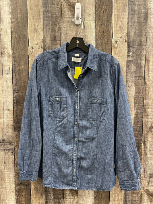 Top Long Sleeve By Loft In Blue Denim, Size: L