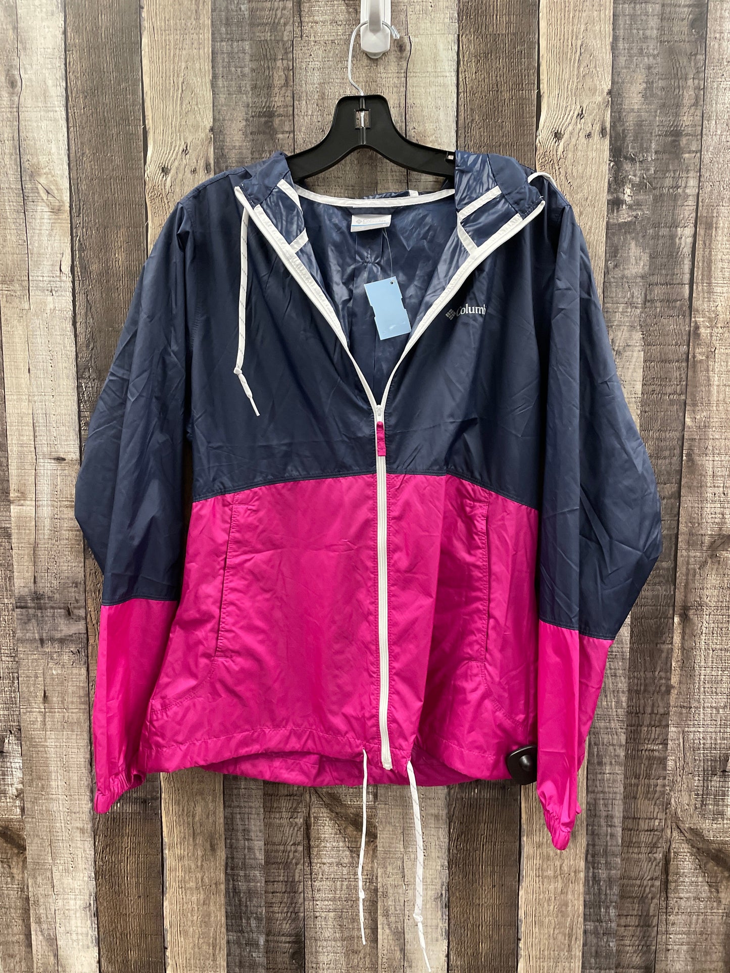 Jacket Windbreaker By Columbia In Blue & Pink, Size: M