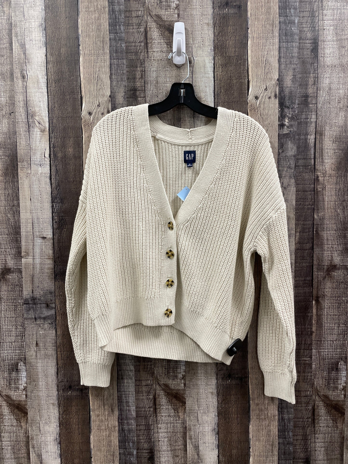 Sweater Cardigan By Gap In Beige, Size: M