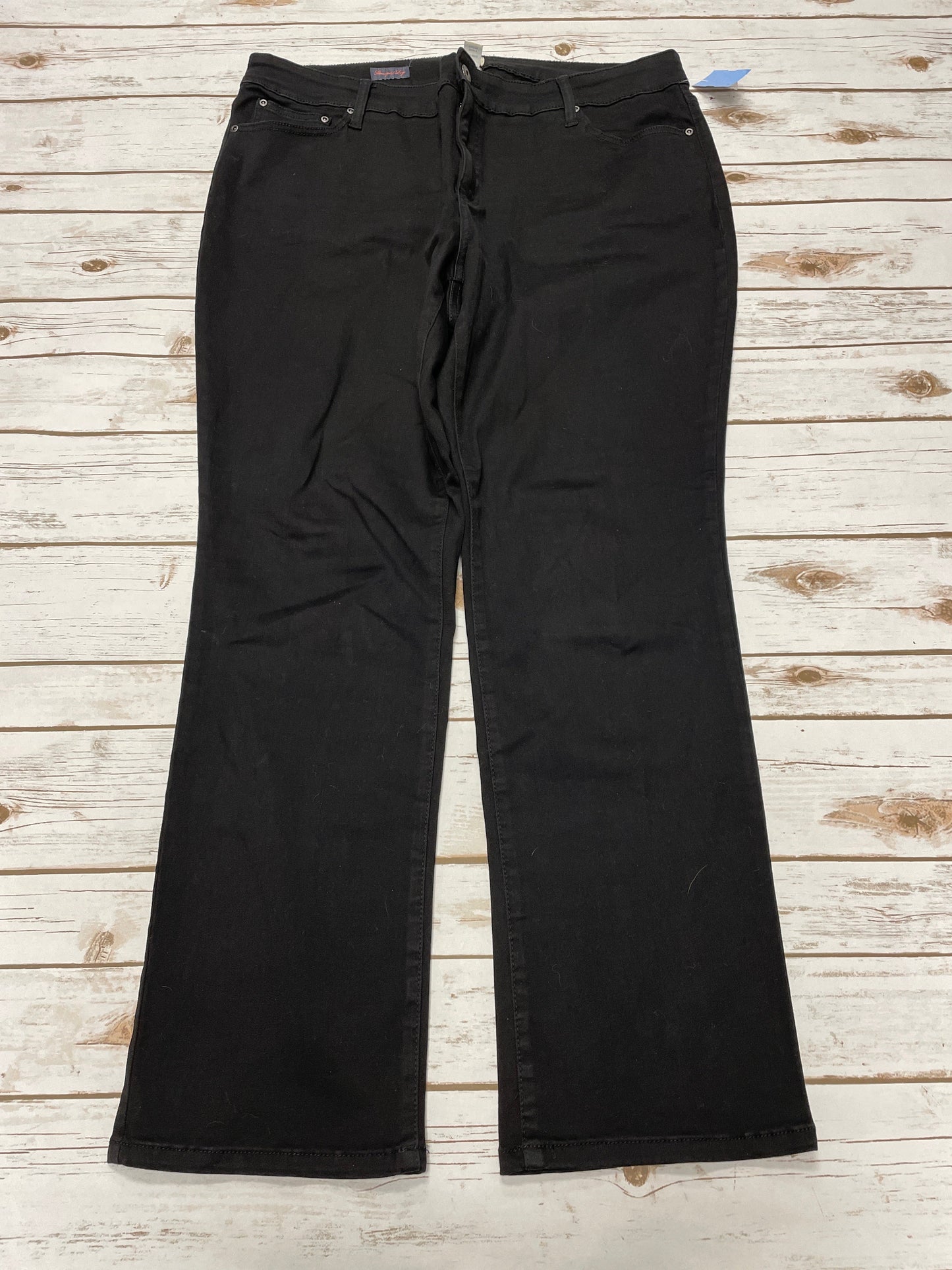 Jeans Straight By St Johns Bay In Black Denim, Size: 18