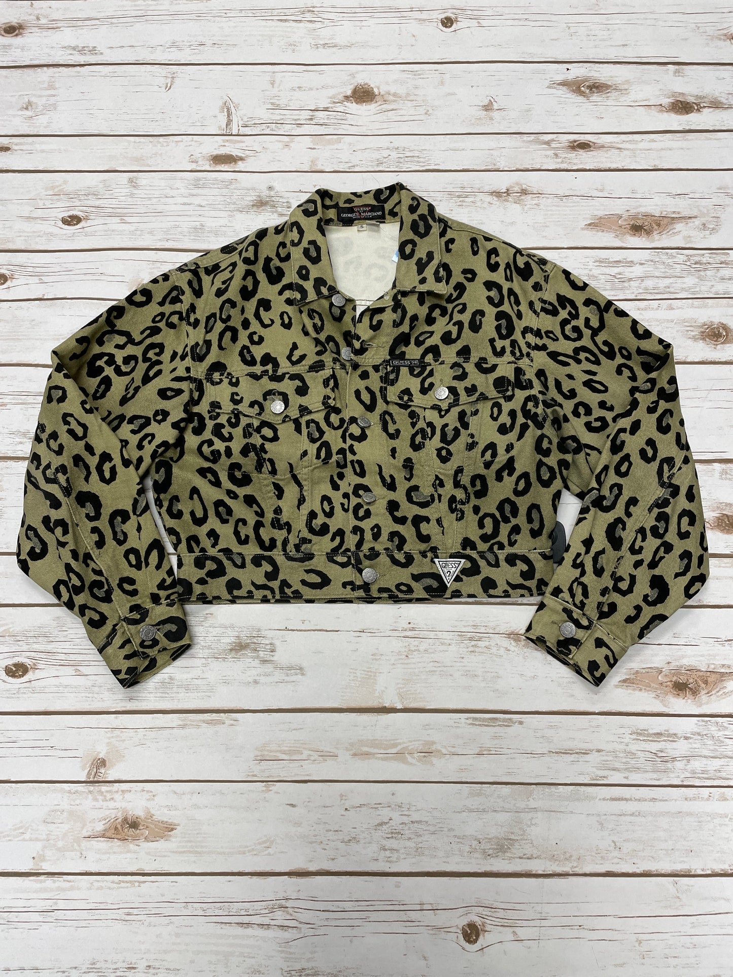 Jacket Denim By Guess In Animal Print, Size: S