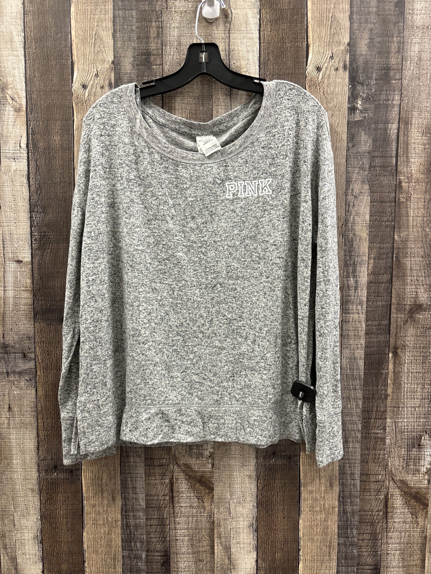 Top Long Sleeve By Pink In Grey, Size: L