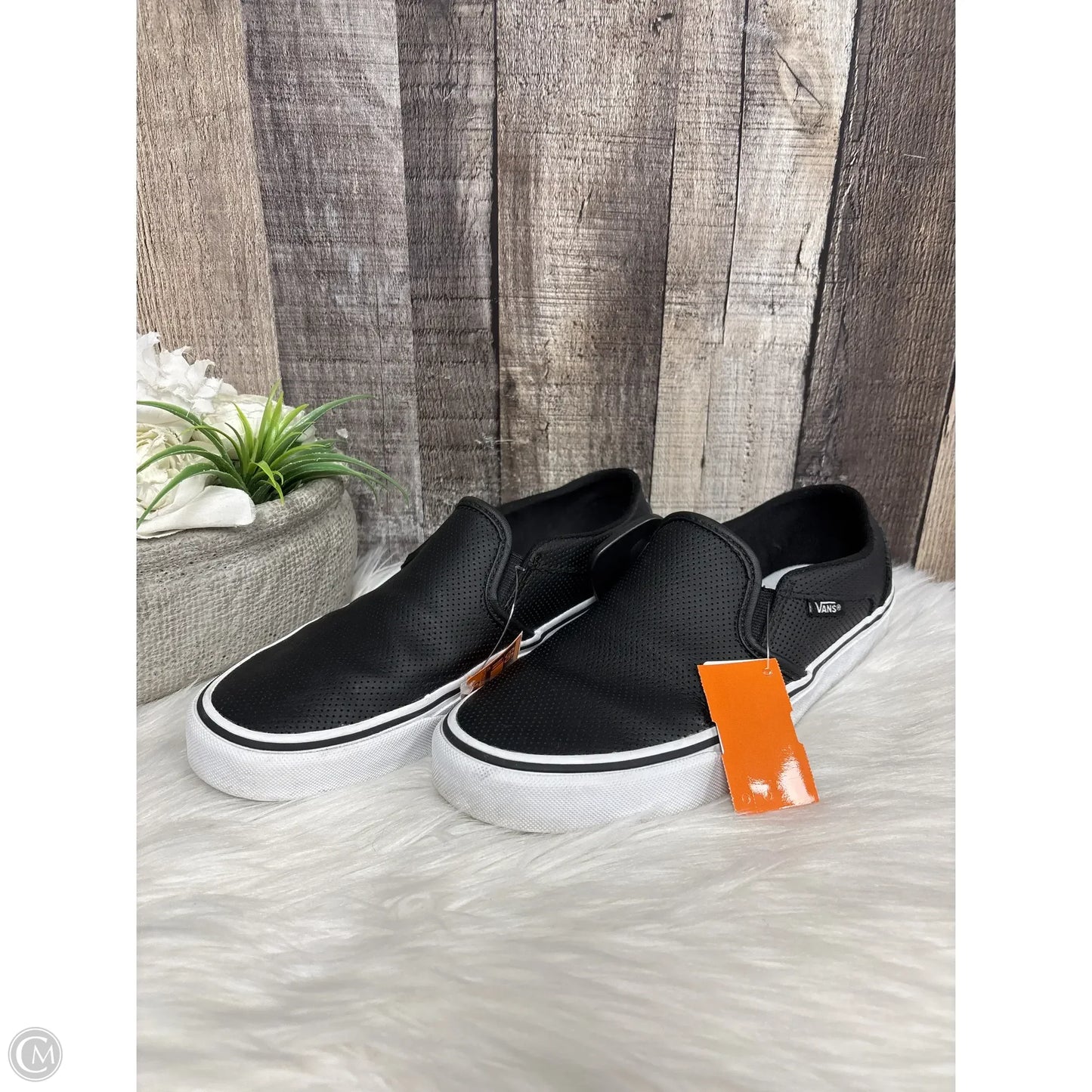 Shoes Flats By Vans In Black & White, Size: 7