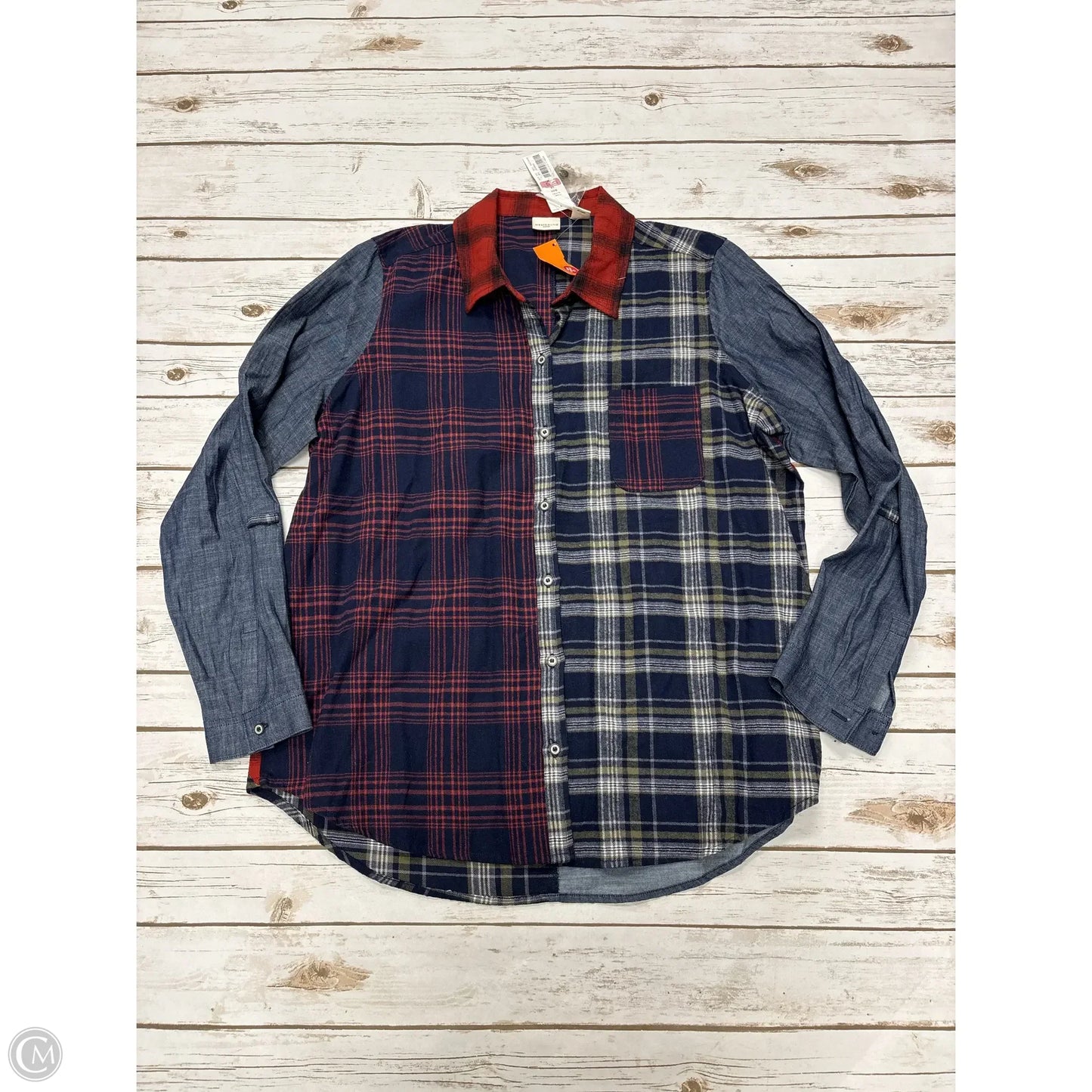 Top Long Sleeve By West Bound In Plaid Pattern, Size: 1x