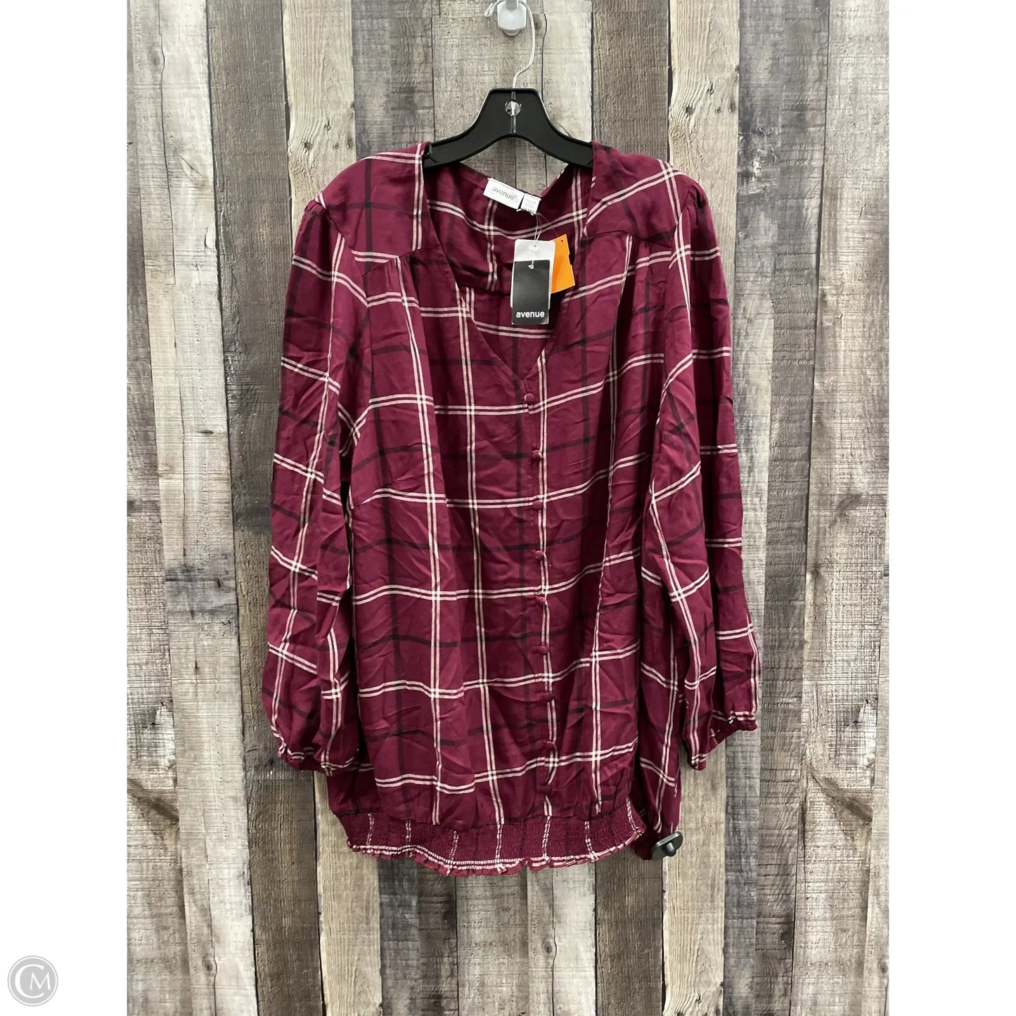 Top Long Sleeve By Avenue In Plaid Pattern, Size: 3x