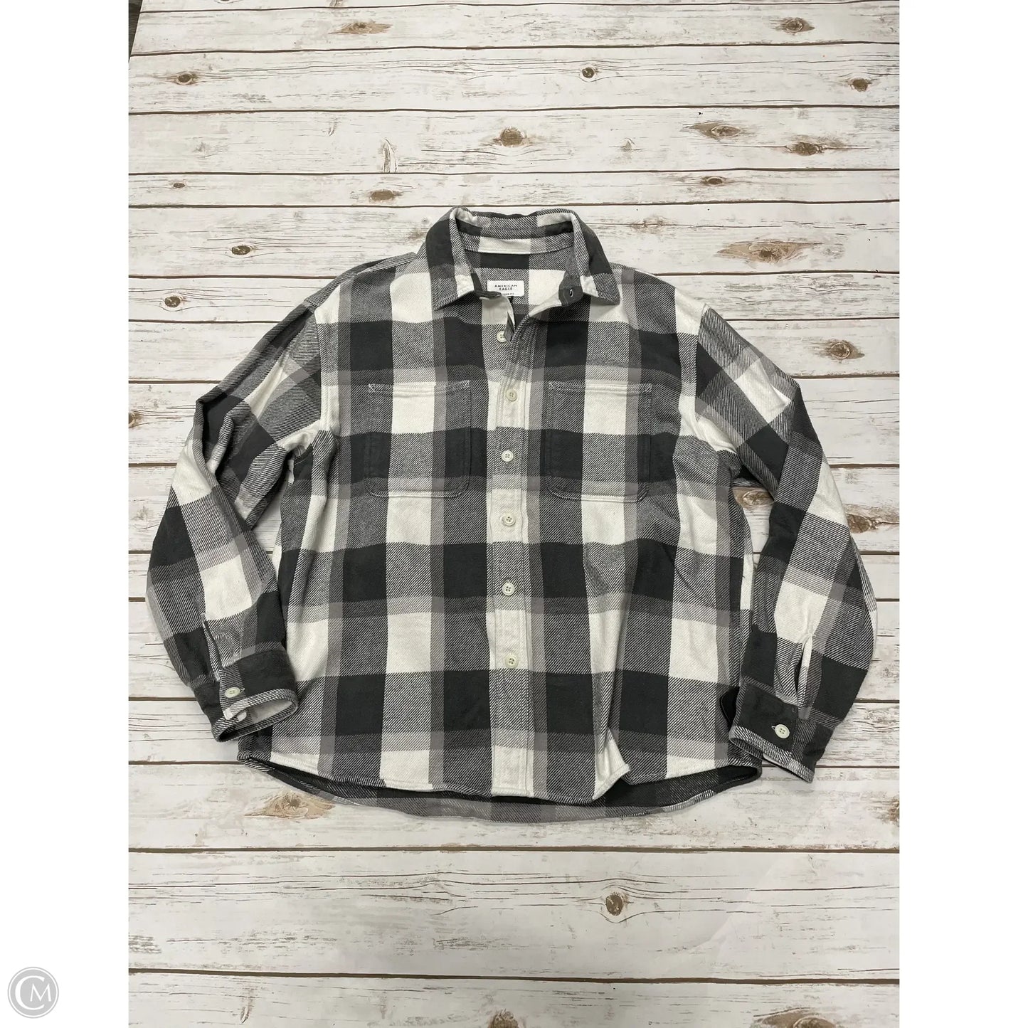 Jacket Shirt By American Eagle In Plaid Pattern, Size: L