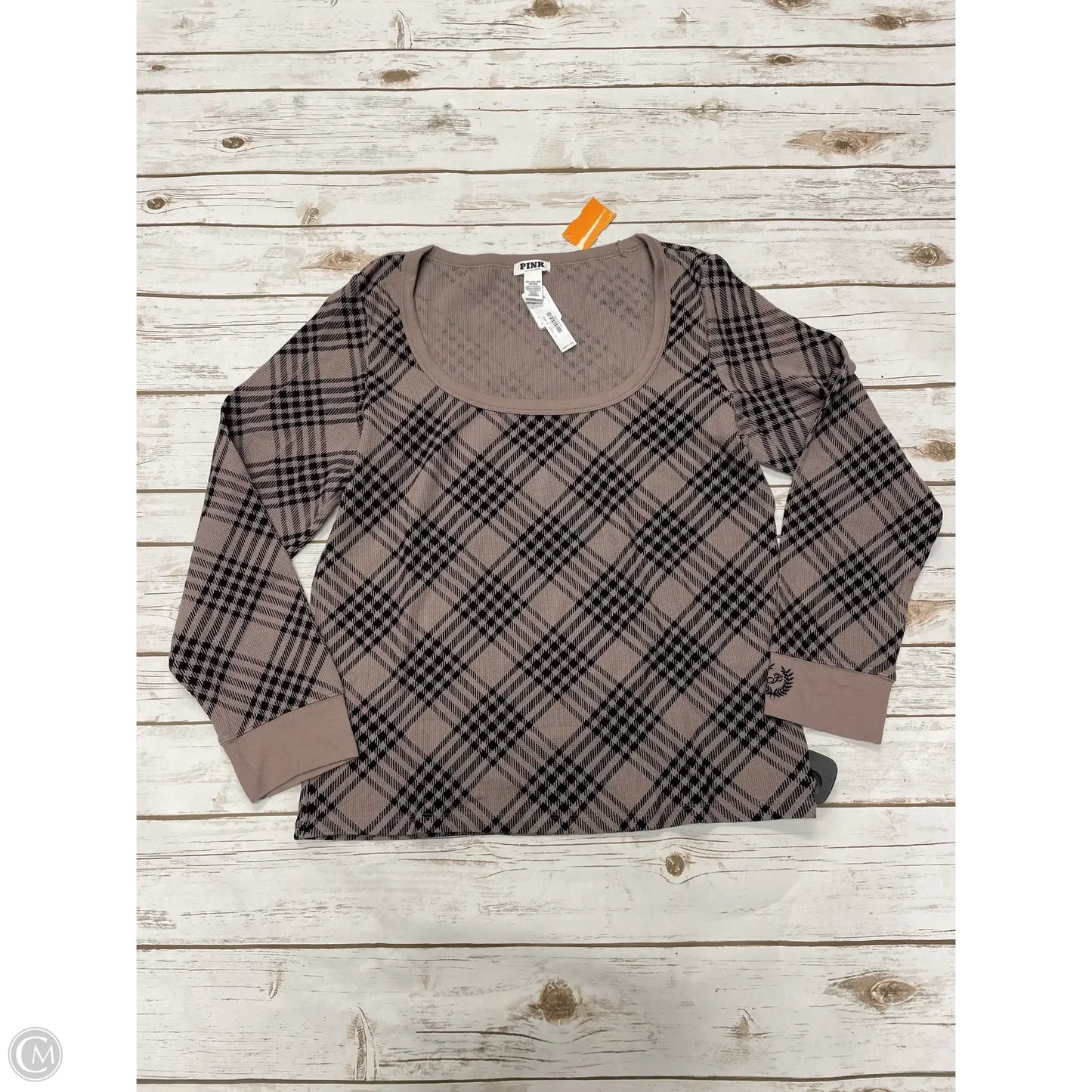 Top Long Sleeve By Pink In Plaid Pattern, Size: Xxl