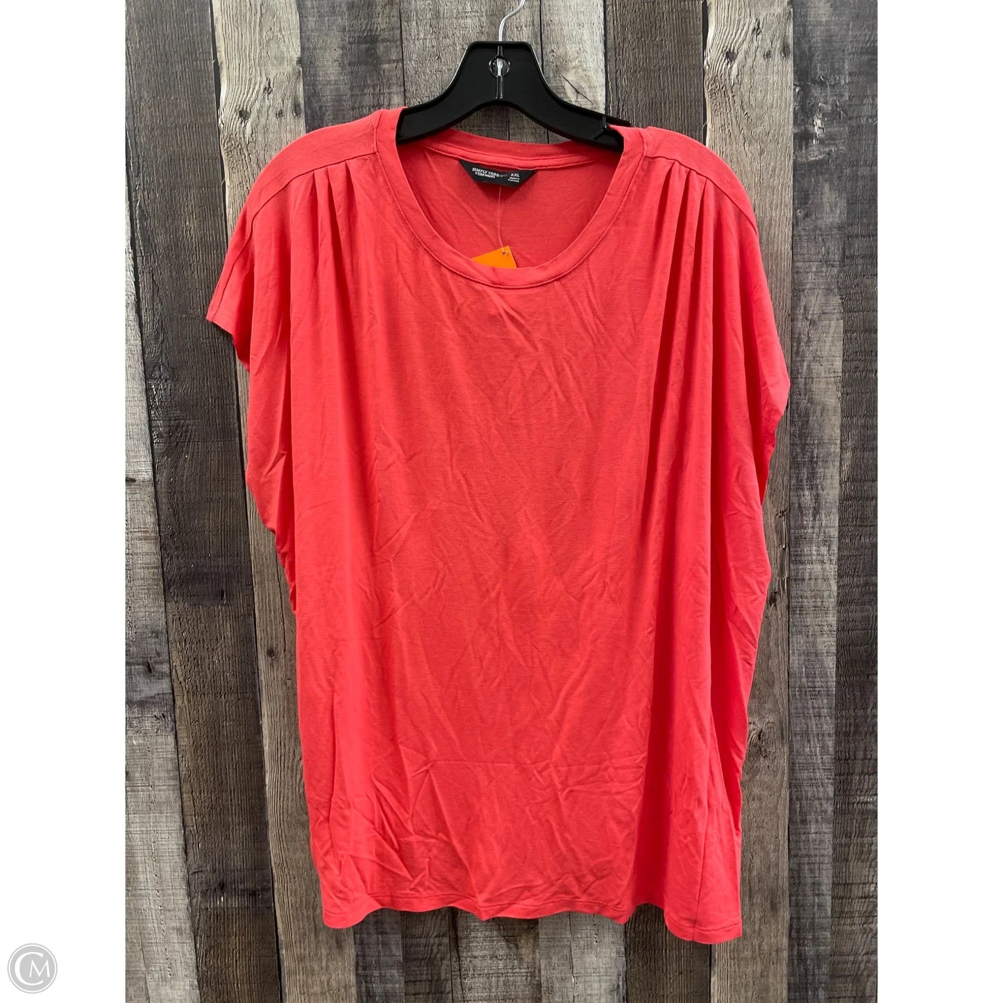 Top Short Sleeve By Simply Vera In Coral, Size: Xxl