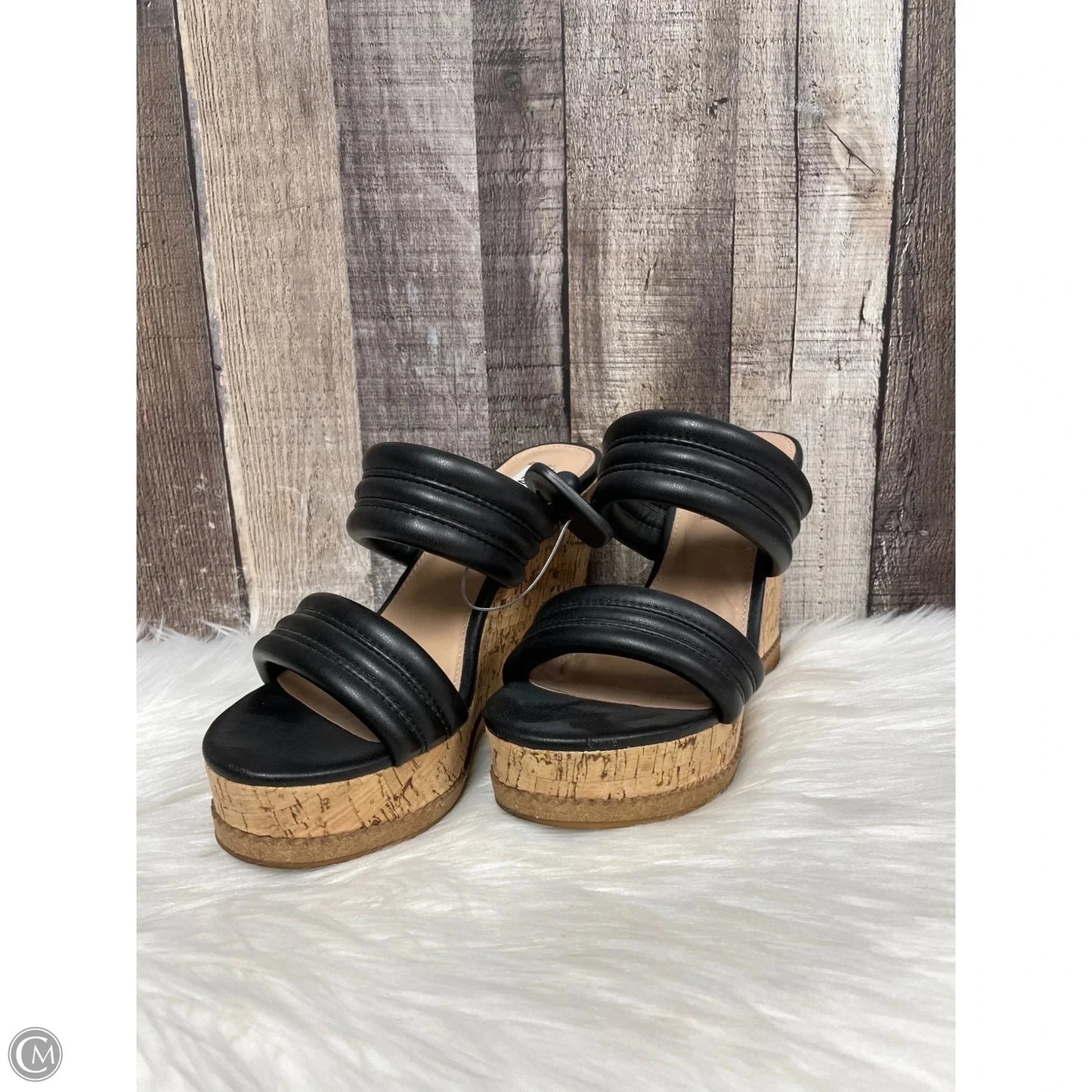 Sandals Heels Wedge By Steve Madden In Black, Size: 8