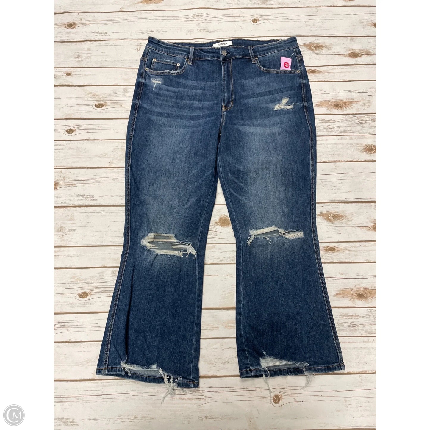 Jeans Straight By Zenana Outfitters In Blue Denim, Size: 16