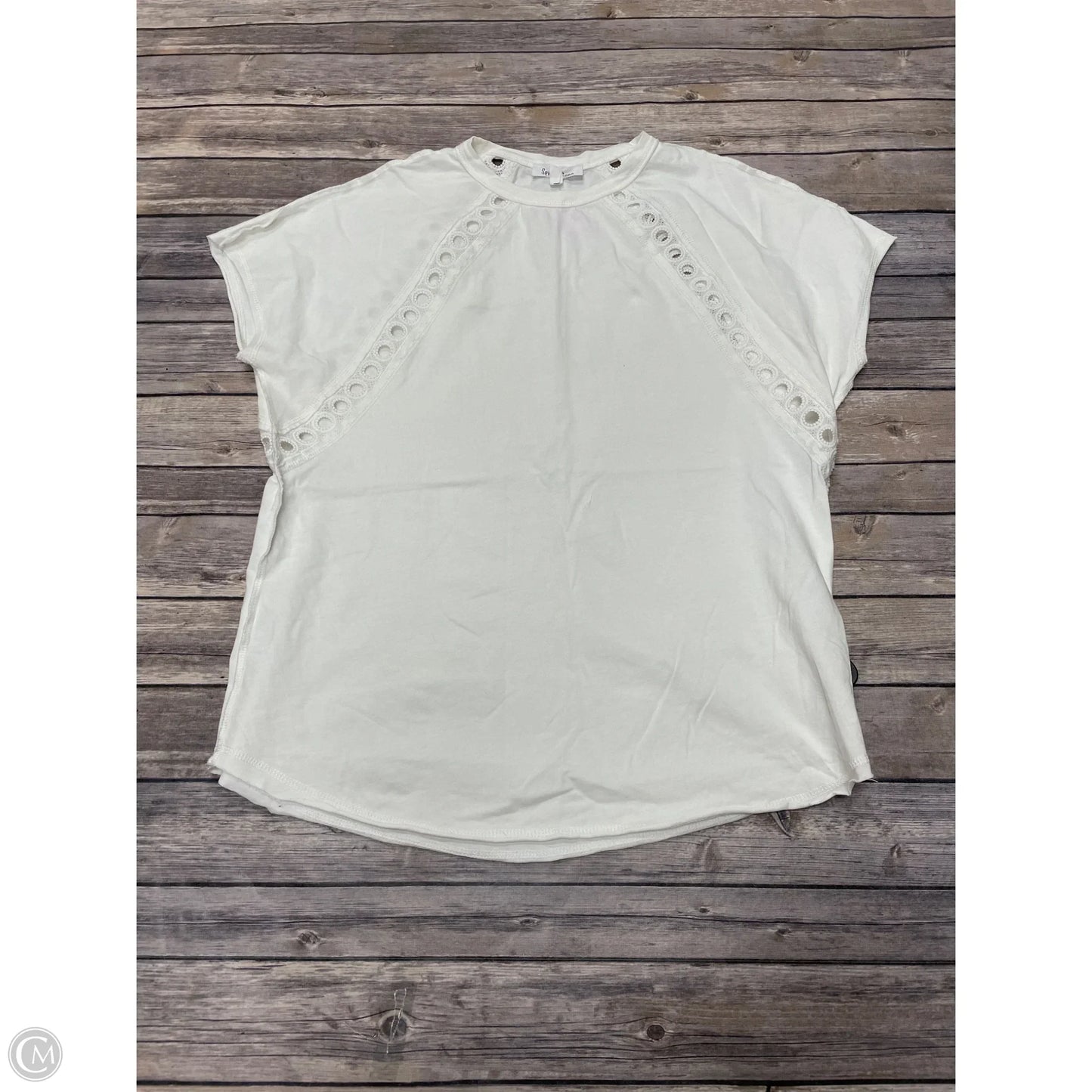 Top Short Sleeve By Cme In White, Size: M