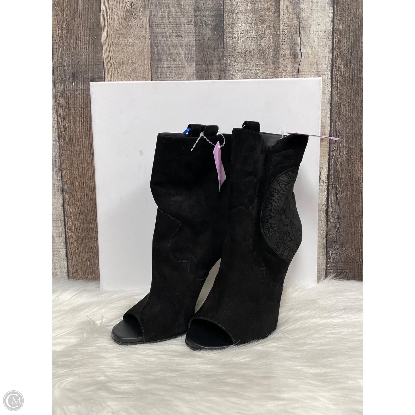 Boots Luxury Designer By Balmain In Black, Size: 8.5