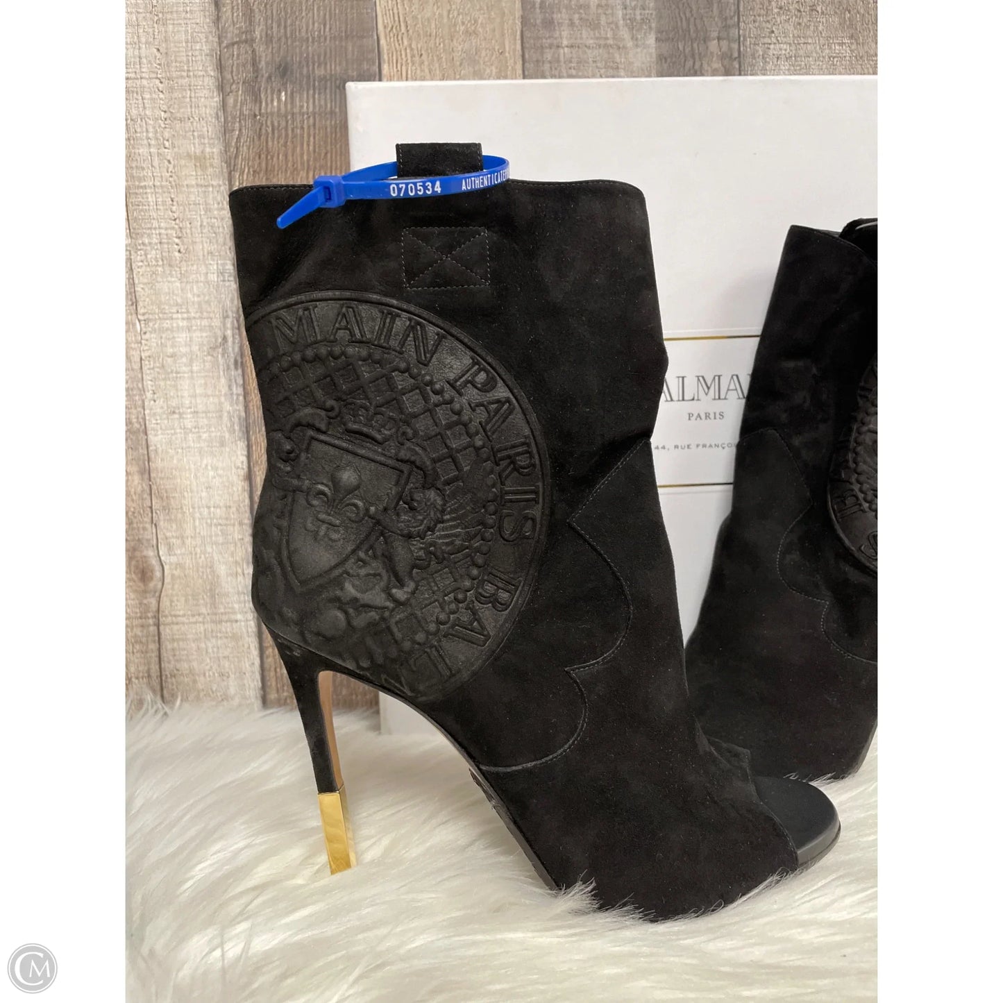 Boots Luxury Designer By Balmain In Black, Size: 8.5