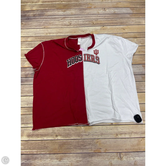 Top Short Sleeve By Cme In Red & White, Size: 2x