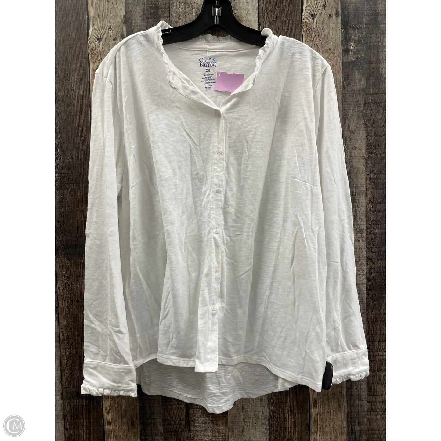Top Long Sleeve By Croft And Barrow In White, Size: Xxl